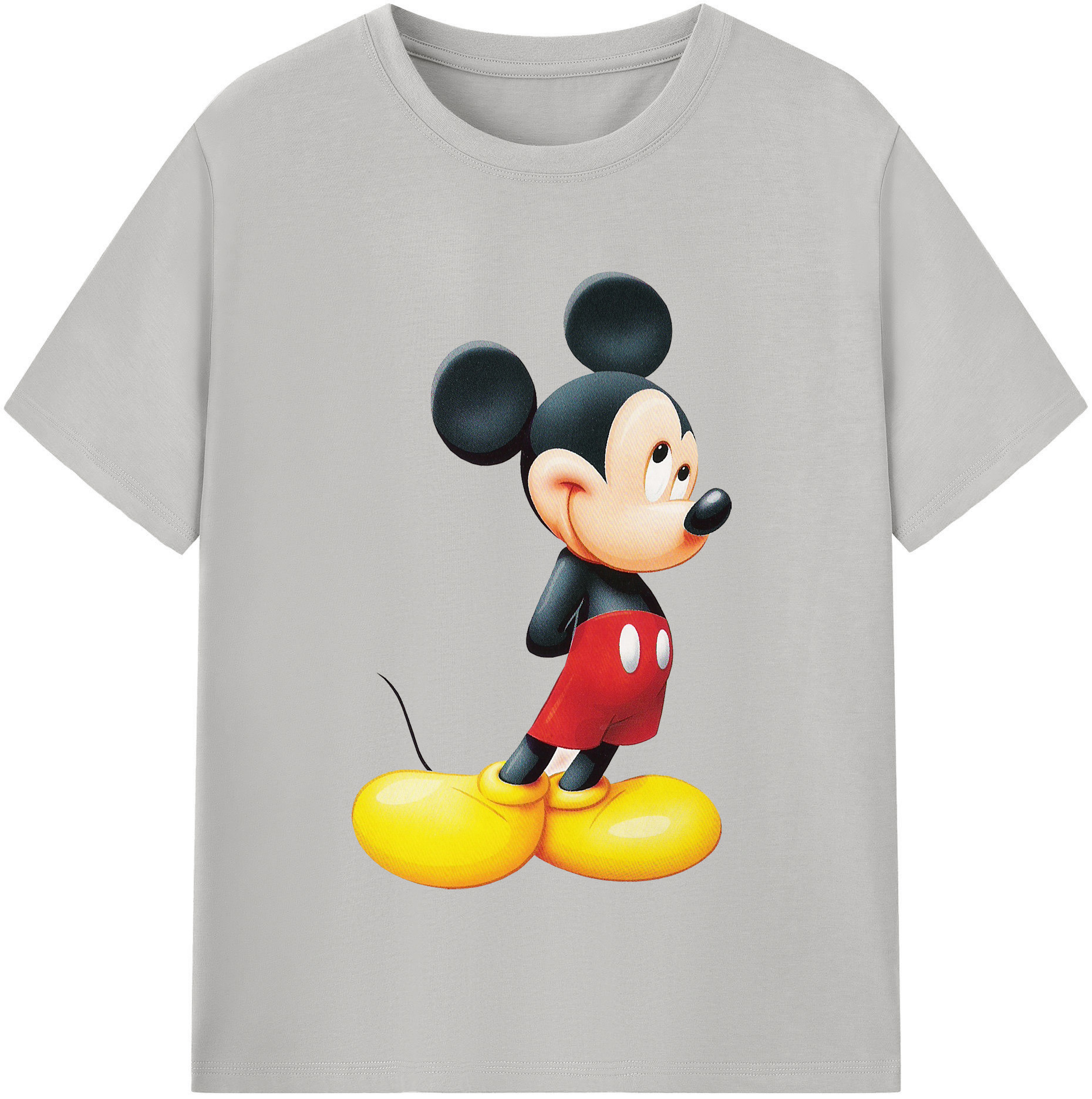 （画像用） ミッキーマウス Mickey Mouse レディースカジュアルプリントTシャツ（綿100％）