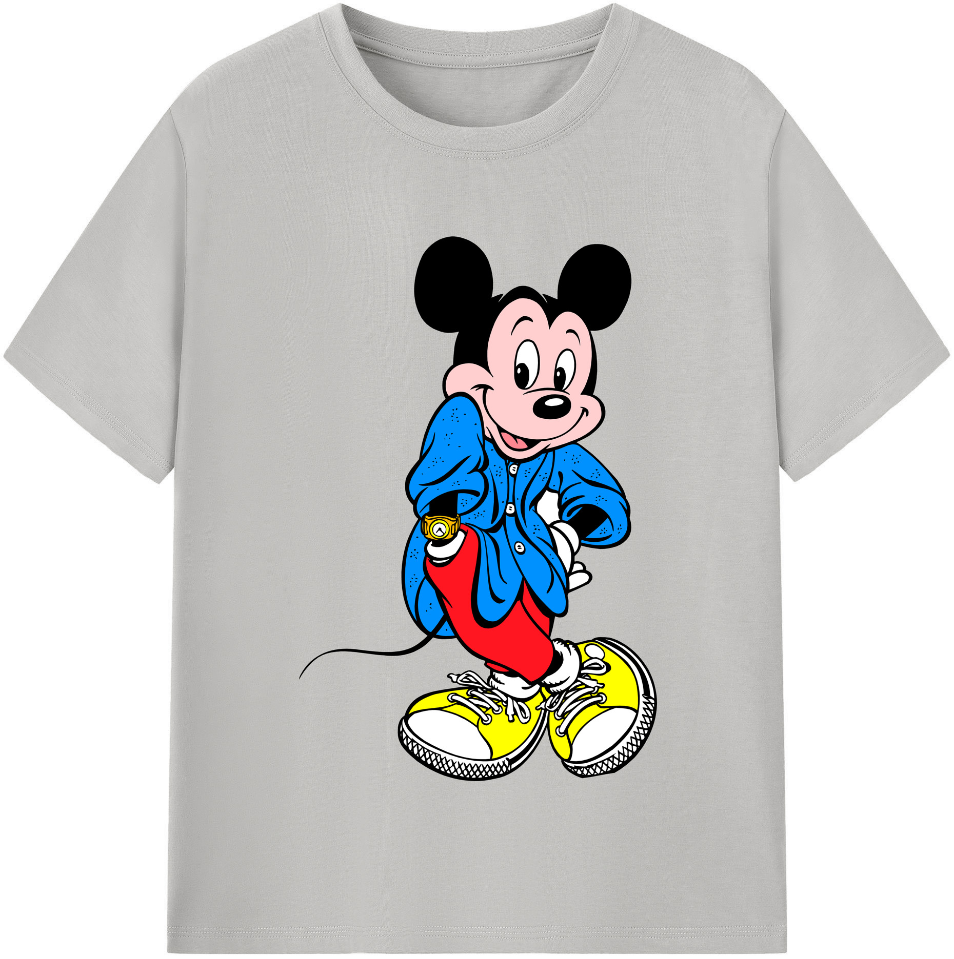 （画像用） ミッキーマウス Mickey Mouse レディースカジュアルプリントTシャツ（綿100％）