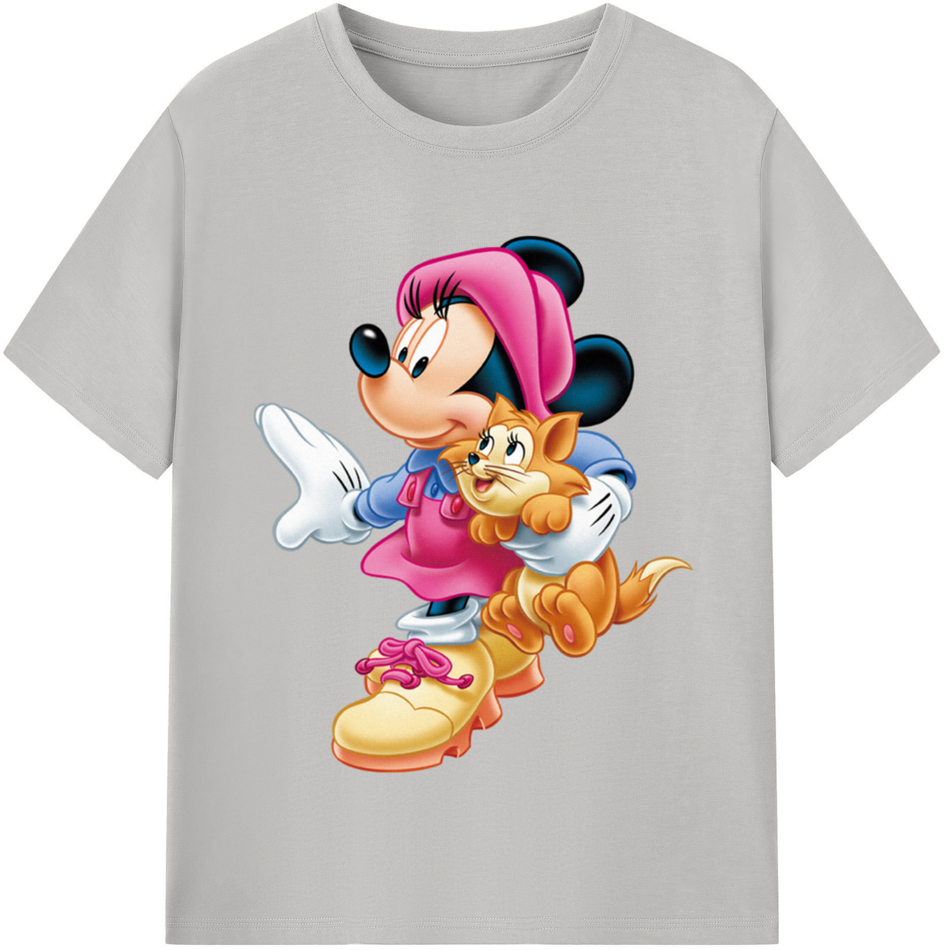（画像用） ミッキーマウス Mickey Mouse レディースカジュアルプリントTシャツ（綿100％）