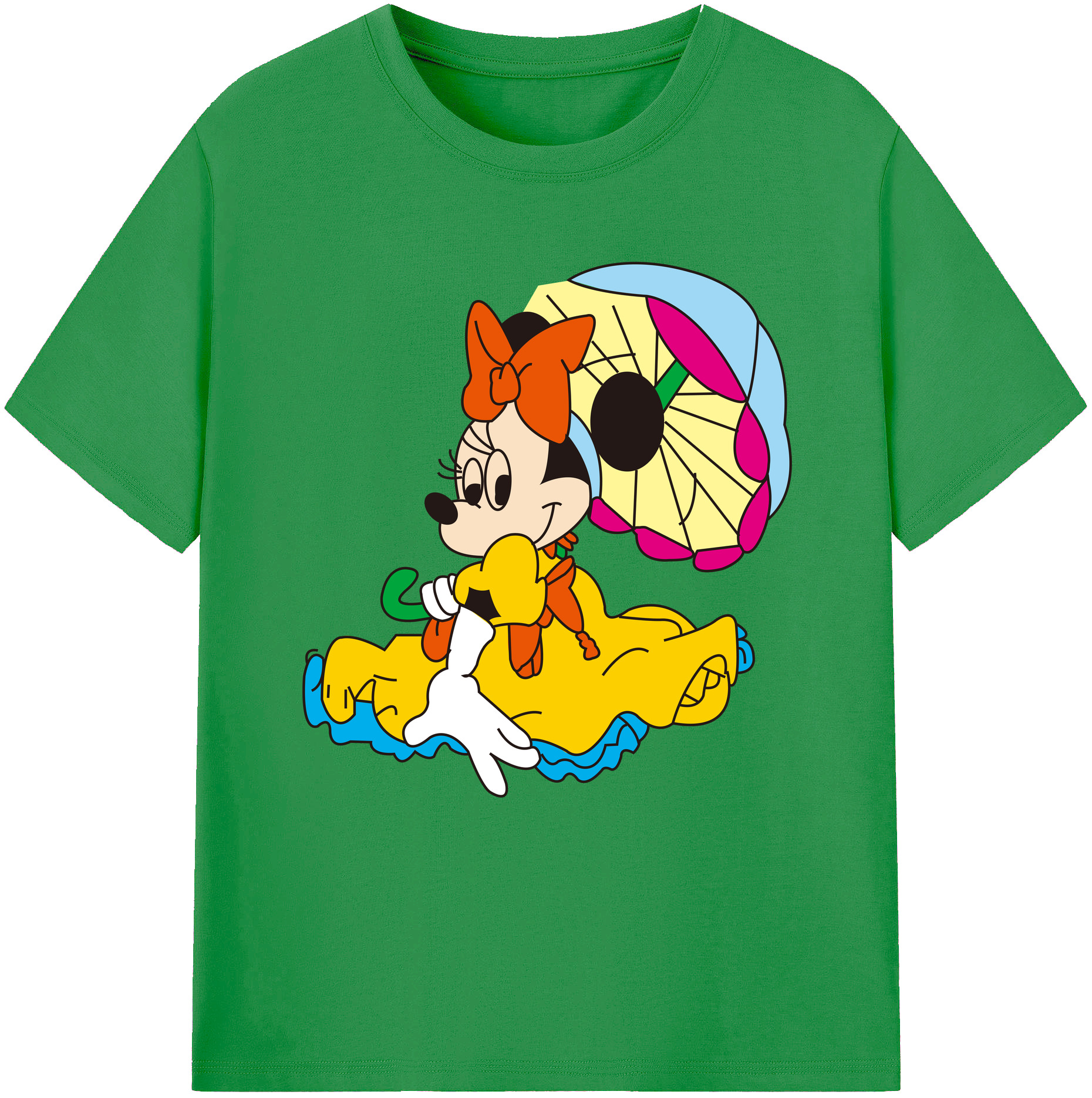 （画像用） ミッキーマウス Mickey Mouse レディースカジュアルプリントTシャツ（綿100％）