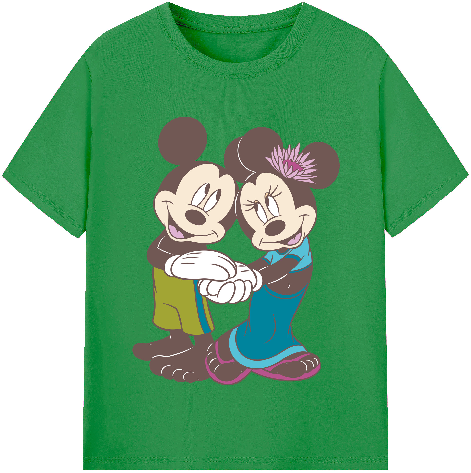 （画像用） ミッキーマウス Mickey Mouse レディースカジュアルプリントTシャツ（綿100％）