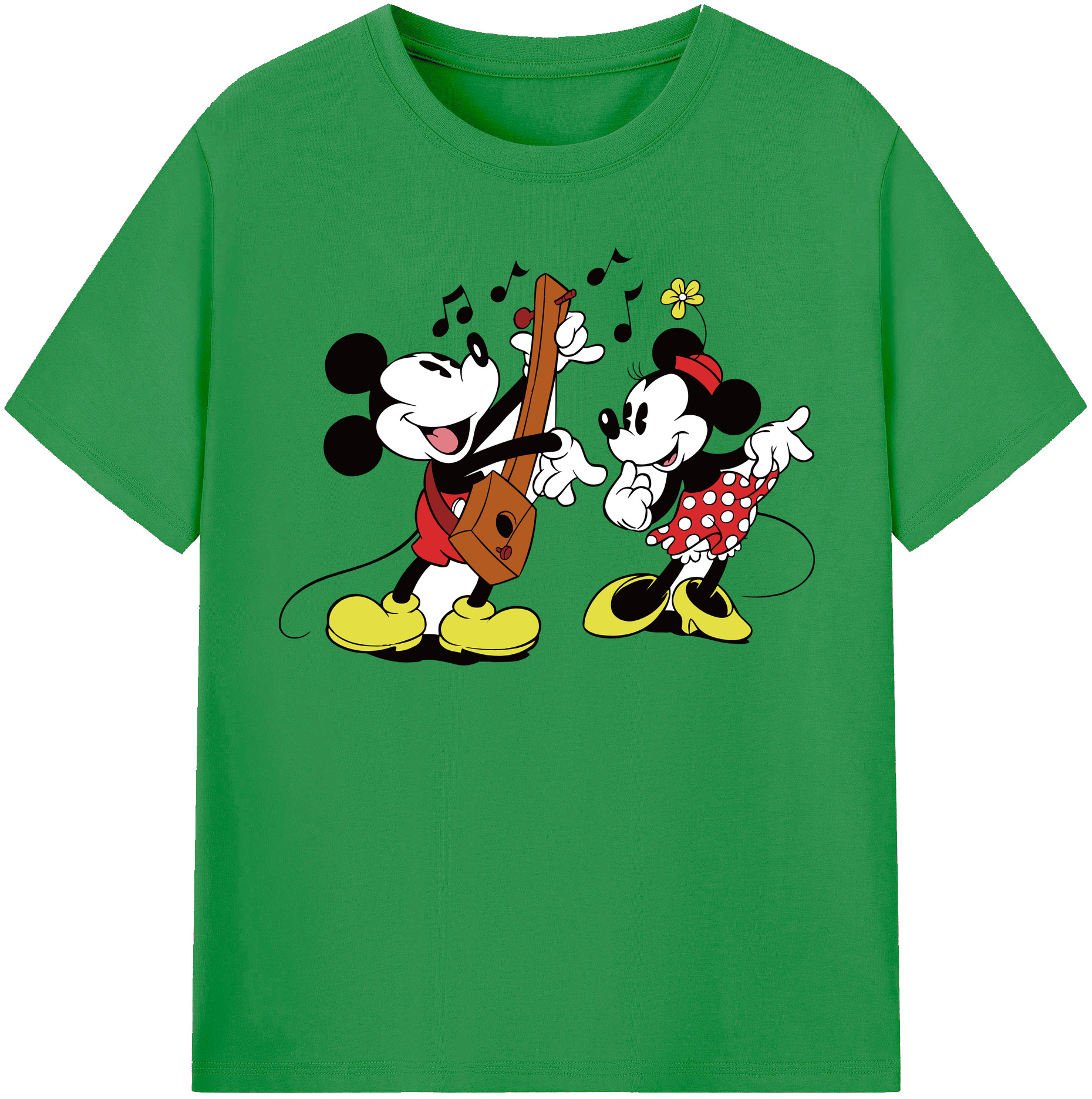 （画像用） ミッキーマウス Mickey Mouse レディースカジュアルプリントTシャツ（綿100％）