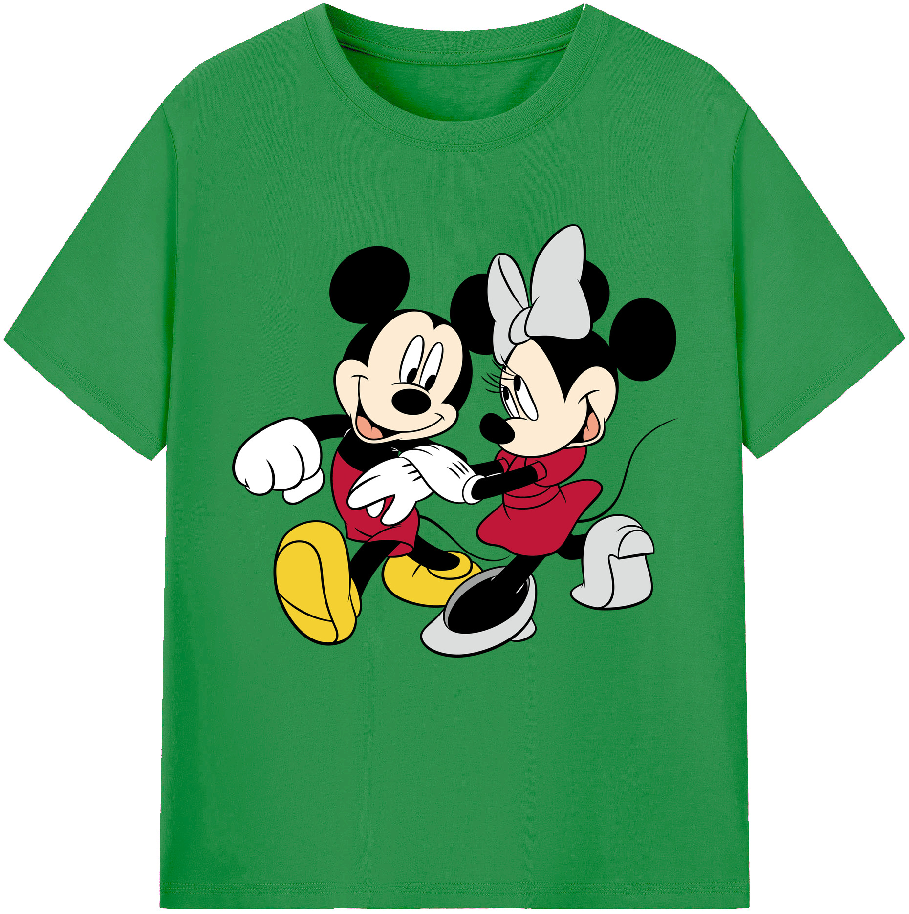 （画像用） ミッキーマウス Mickey Mouse レディースカジュアルプリントTシャツ（綿100％）