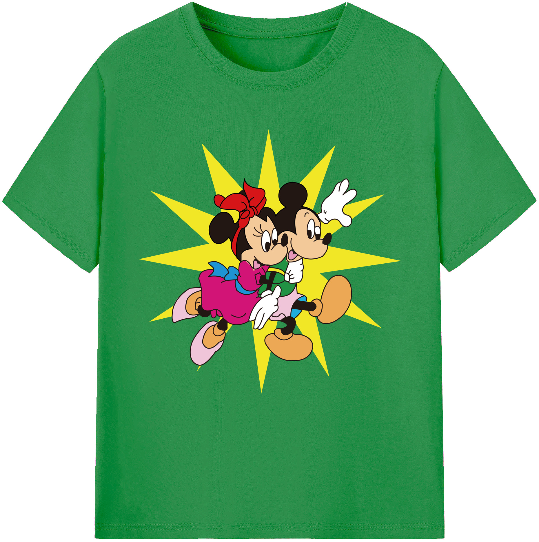 （画像用） ミッキーマウス Mickey Mouse レディースカジュアルプリントTシャツ（綿100％）