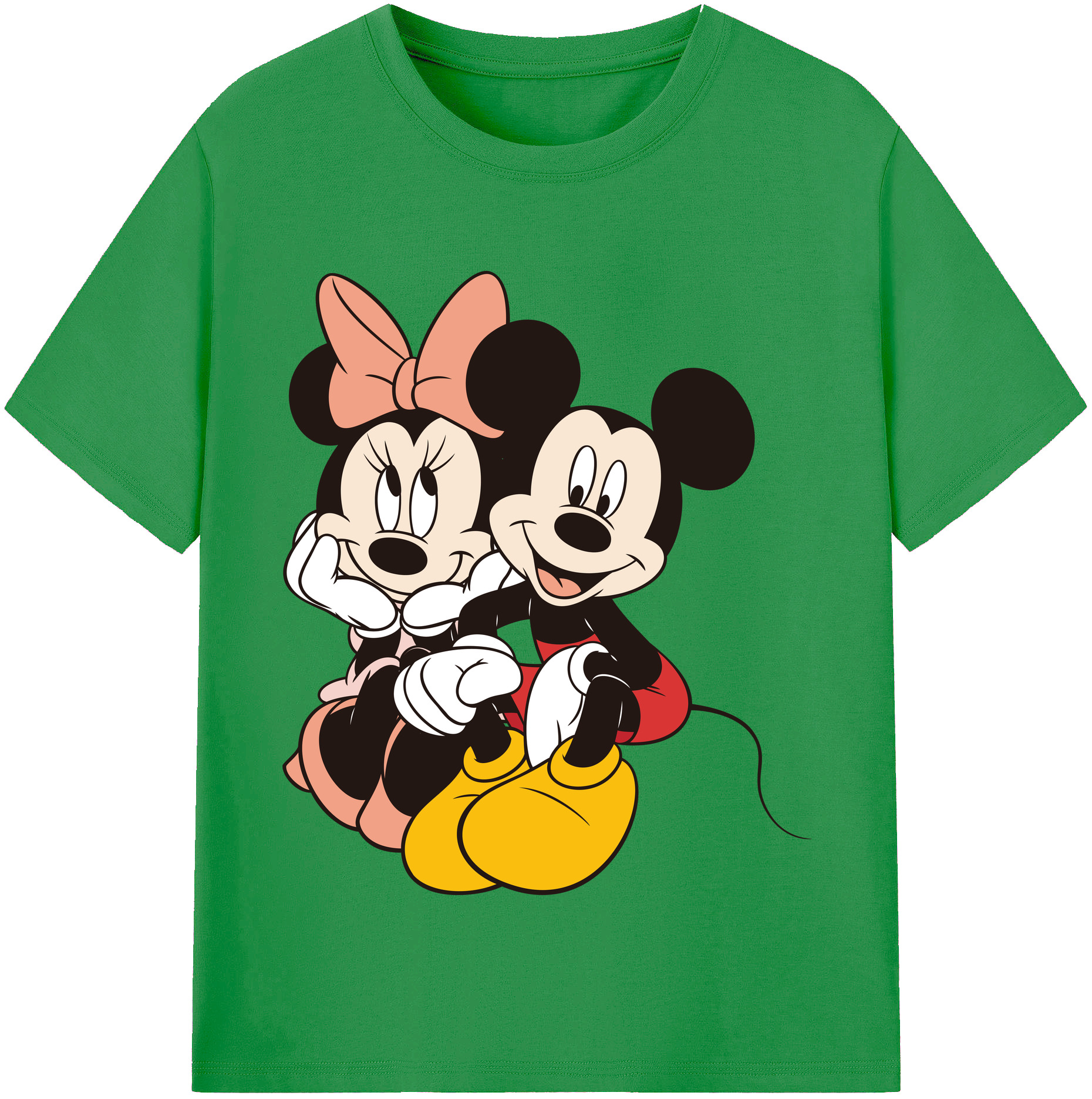 （画像用） ミッキーマウス Mickey Mouse レディースカジュアルプリントTシャツ（綿100％）