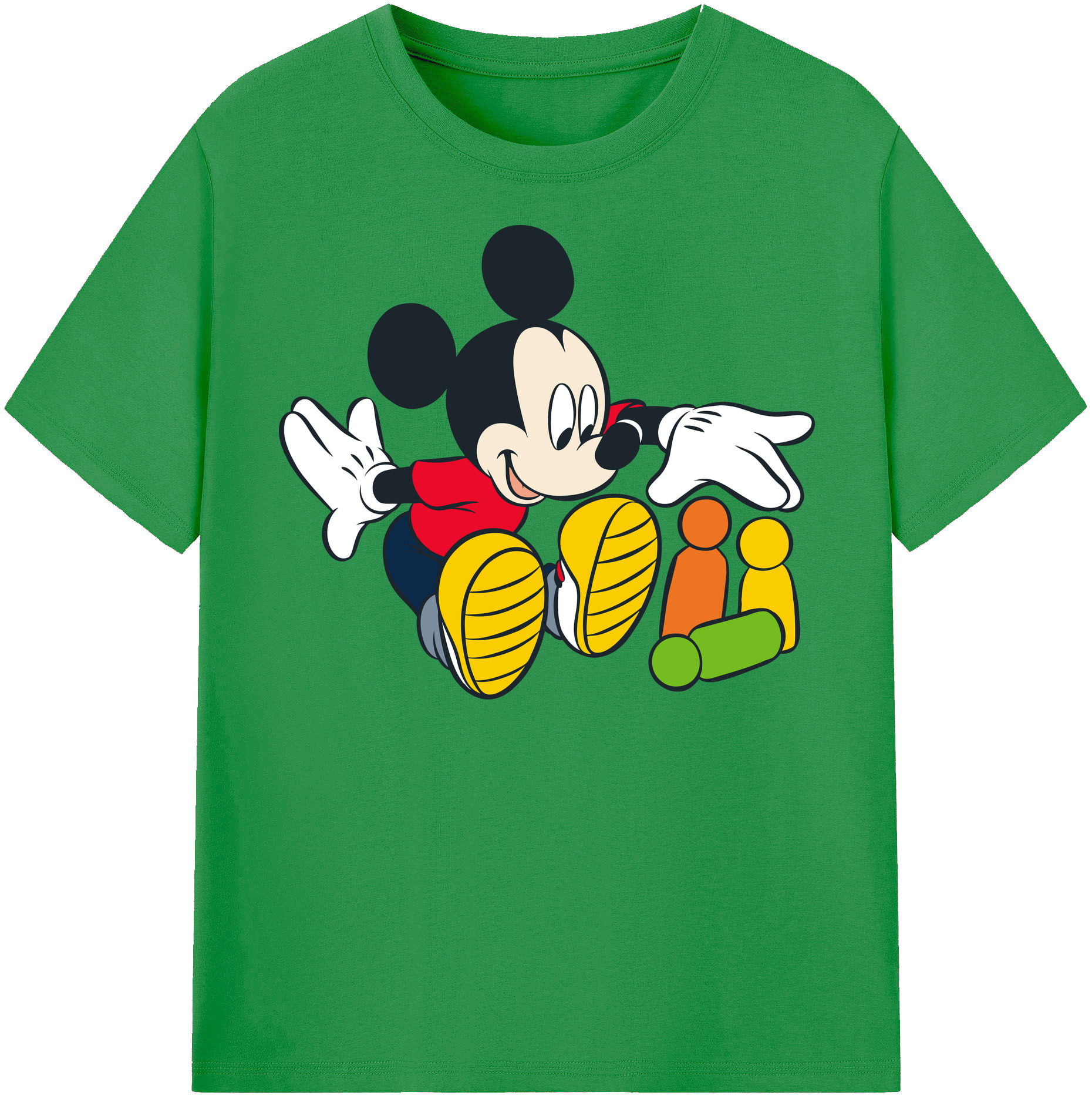 （画像用） ミッキーマウス Mickey Mouse レディースカジュアルプリントTシャツ（綿100％）