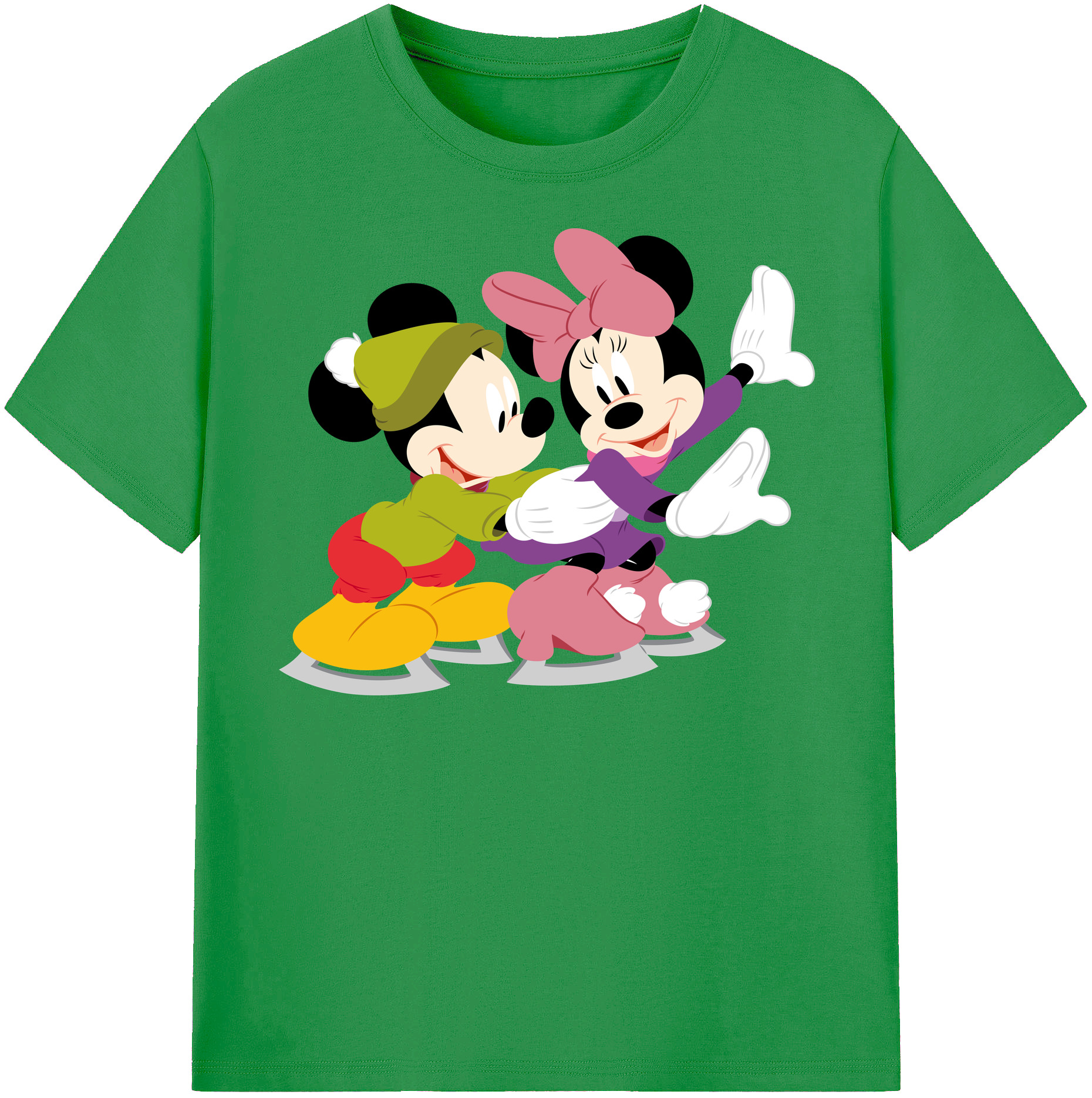 （画像用） ミッキーマウス Mickey Mouse レディースカジュアルプリントTシャツ（綿100％）
