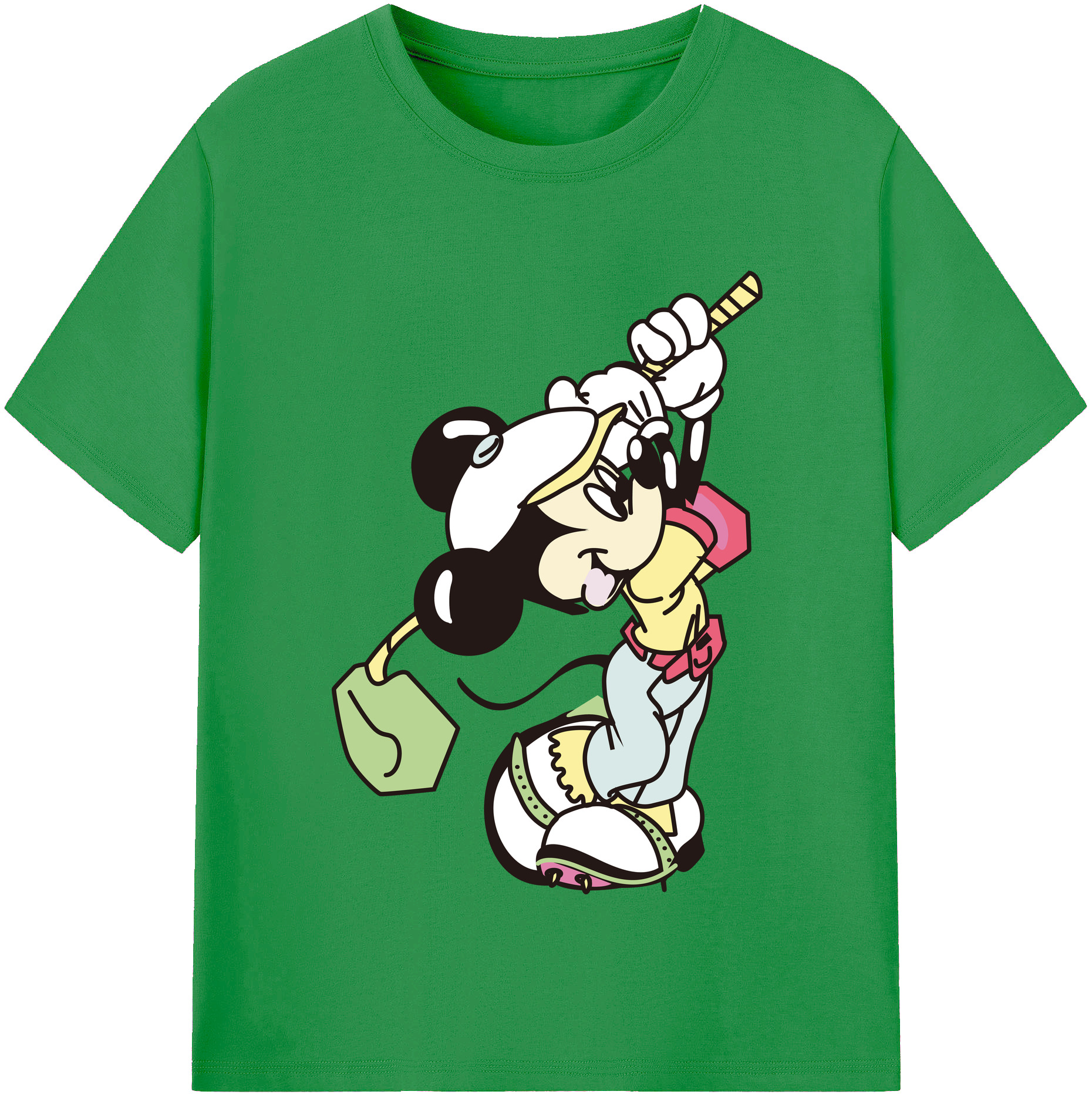 （画像用） ミッキーマウス Mickey Mouse レディースカジュアルプリントTシャツ（綿100％）
