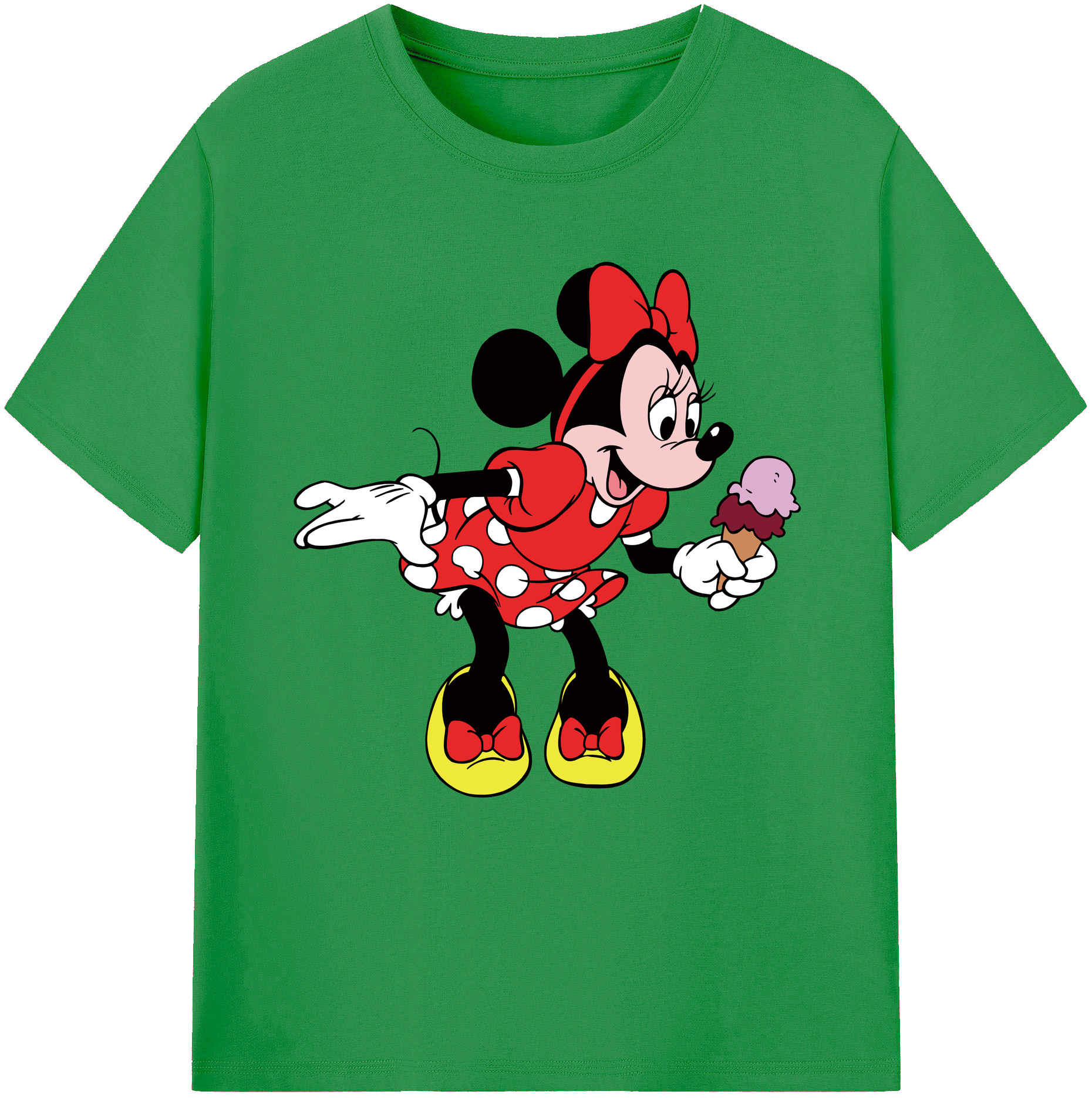 （画像用） ミッキーマウス Mickey Mouse レディースカジュアルプリントTシャツ（綿100％）