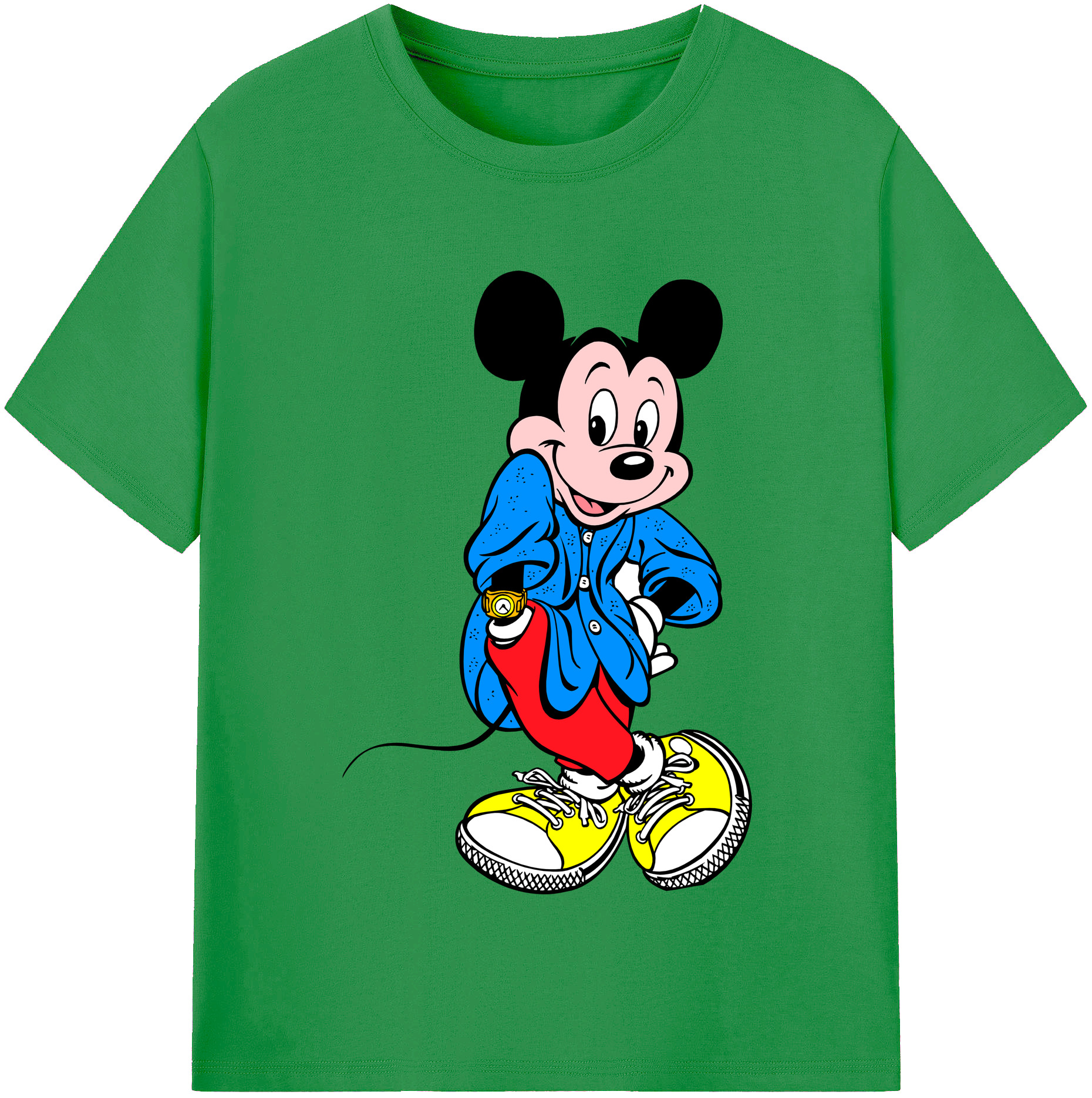 （画像用） ミッキーマウス Mickey Mouse レディースカジュアルプリントTシャツ（綿100％）