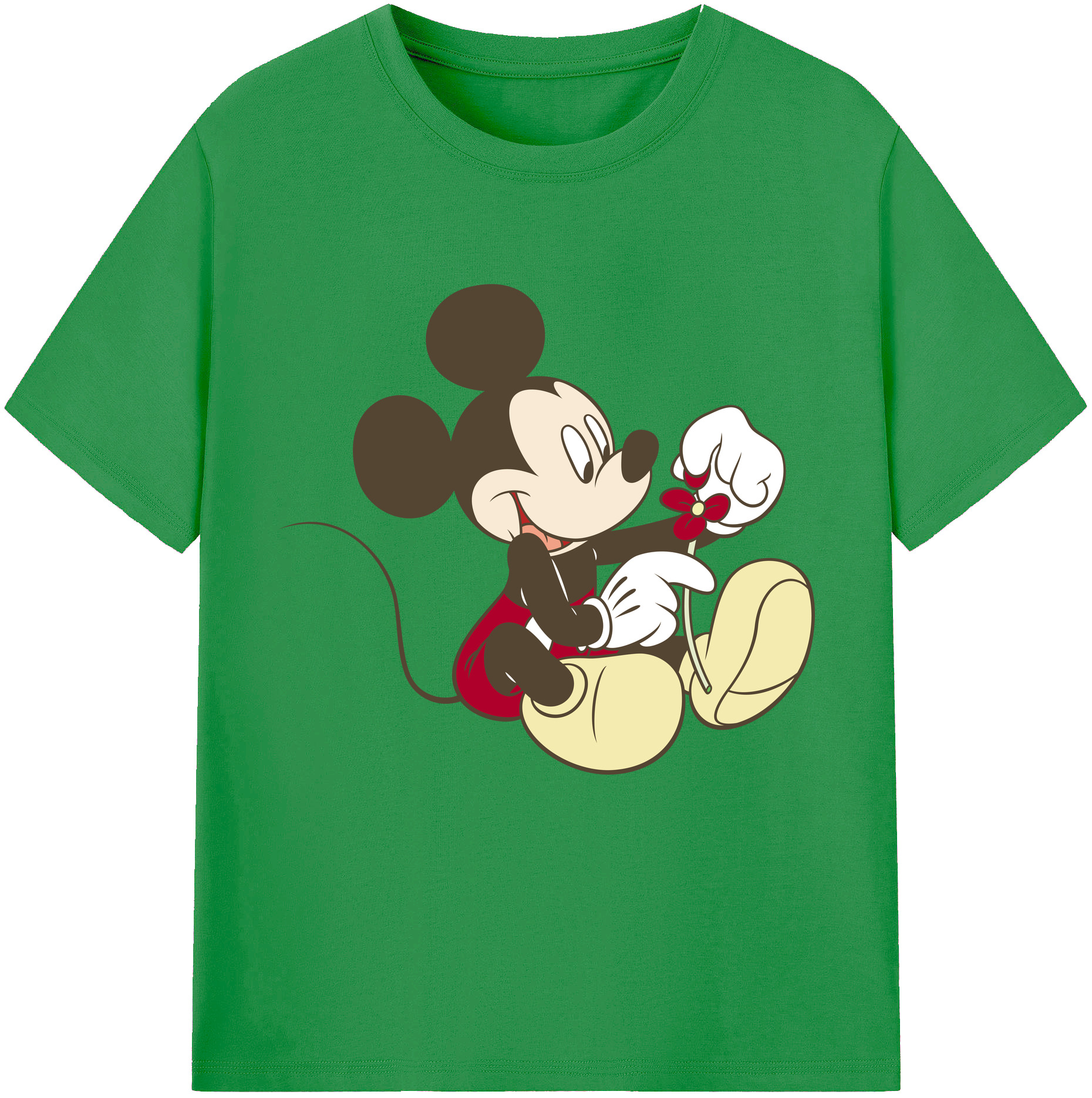 （画像用） ミッキーマウス Mickey Mouse レディースカジュアルプリントTシャツ（綿100％）