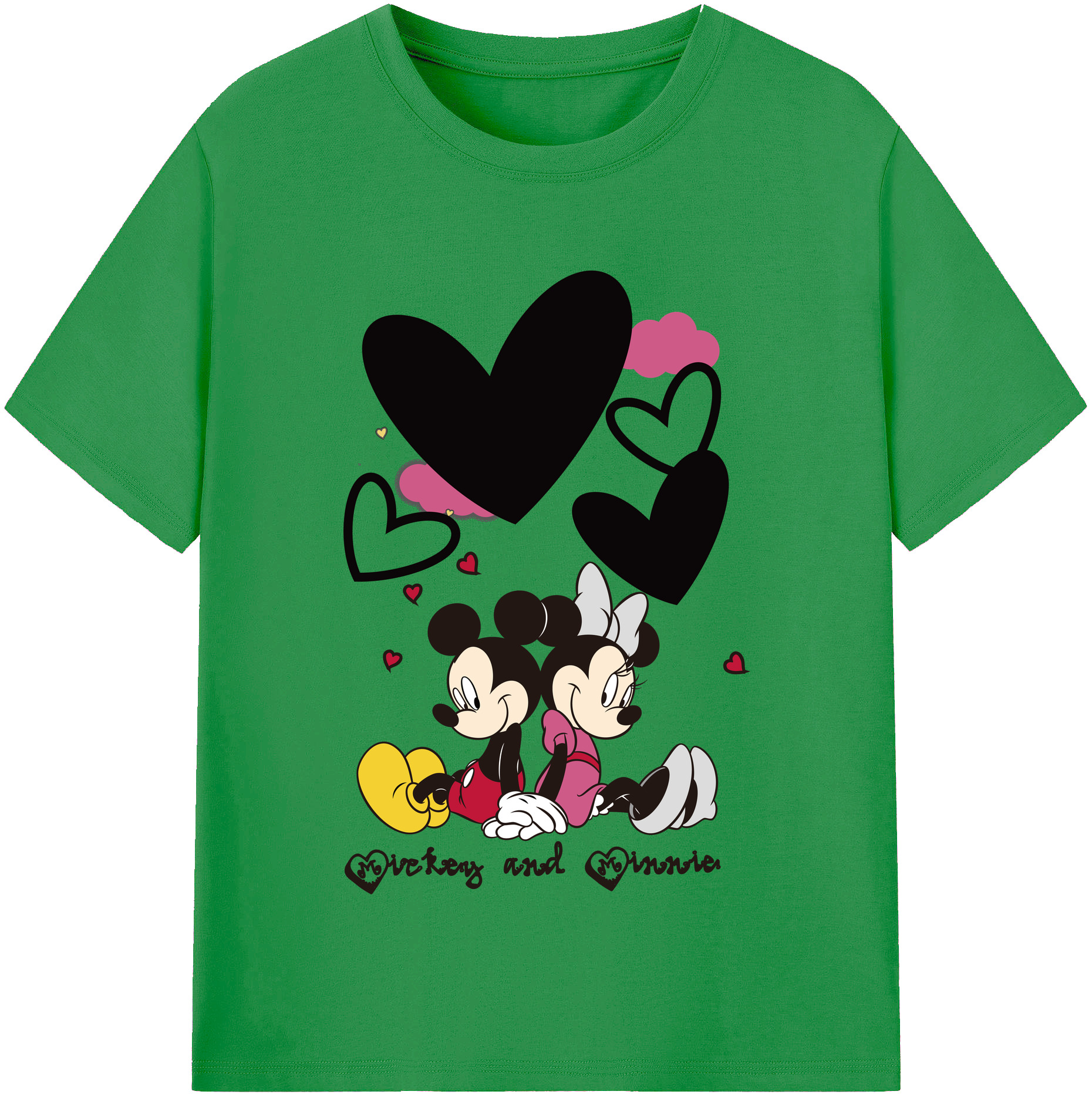 （画像用） ミッキーマウス Mickey Mouse レディースカジュアルプリントTシャツ（綿100％）