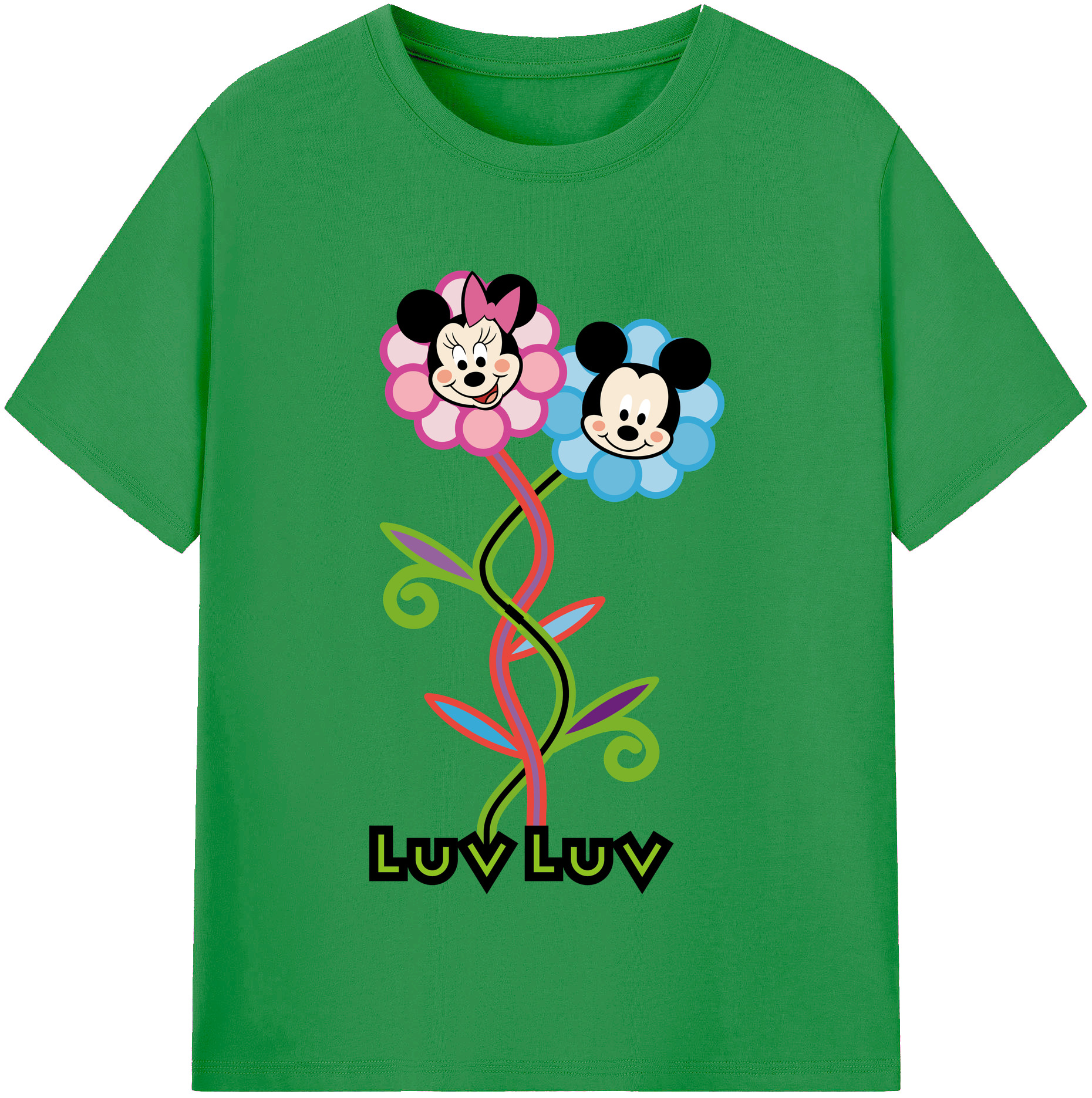 （画像用） ミッキーマウス Mickey Mouse レディースカジュアルプリントTシャツ（綿100％）