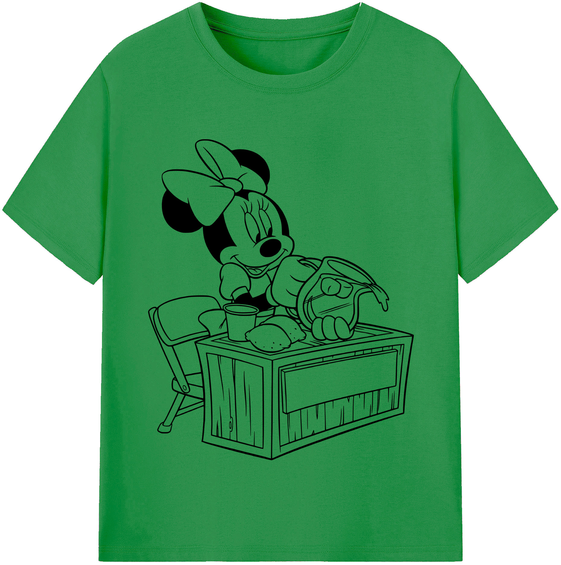 （画像用） ミッキーマウス Mickey Mouse レディースカジュアルプリントTシャツ（綿100％）