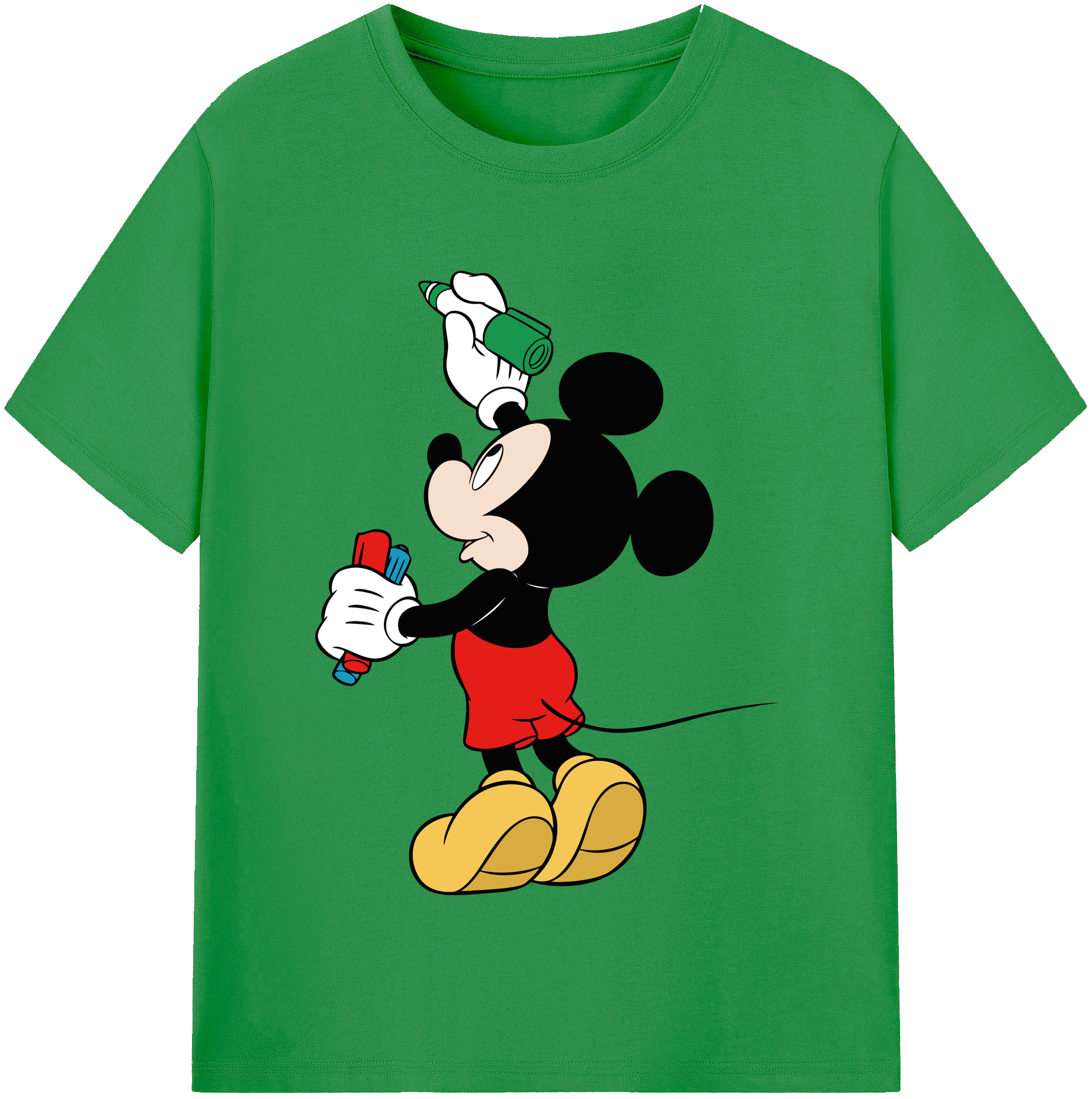 （画像用） ミッキーマウス Mickey Mouse レディースカジュアルプリントTシャツ（綿100％）