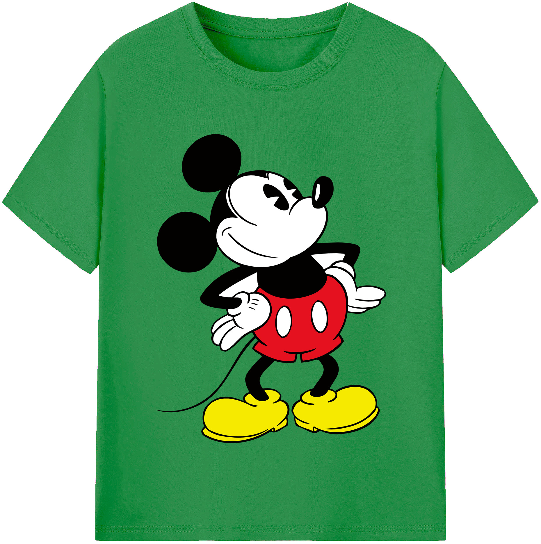 （画像用） ミッキーマウス Mickey Mouse レディースカジュアルプリントTシャツ（綿100％）