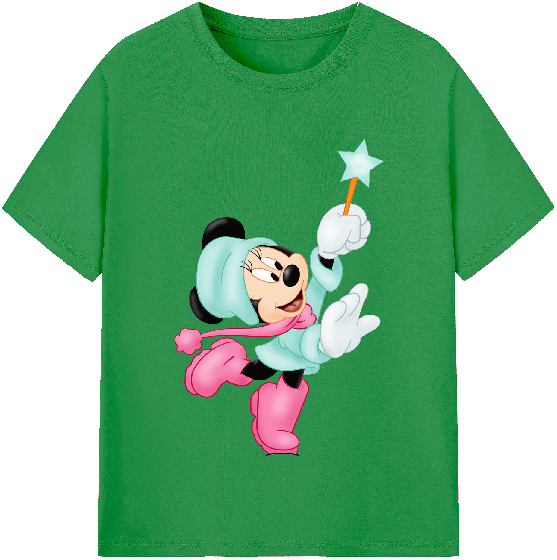 （画像用） ミッキーマウス Mickey Mouse レディースカジュアルプリントTシャツ（綿100％）