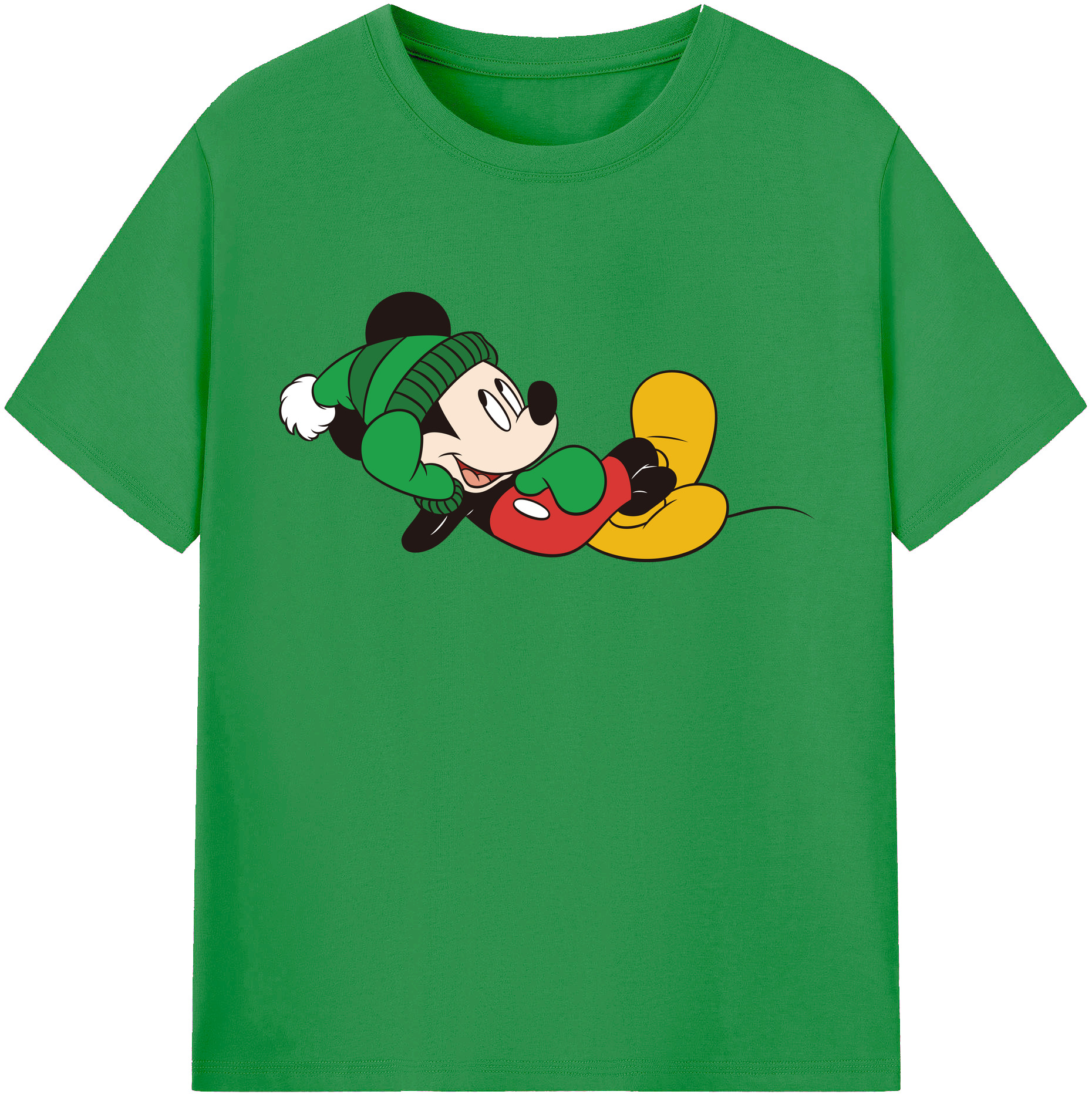 （画像用） ミッキーマウス Mickey Mouse レディースカジュアルプリントTシャツ（綿100％）