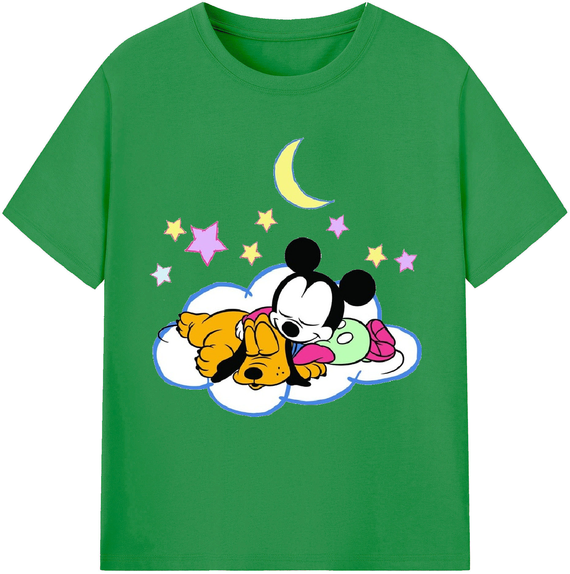 （画像用） ミッキーマウス Mickey Mouse レディースカジュアルプリントTシャツ（綿100％）