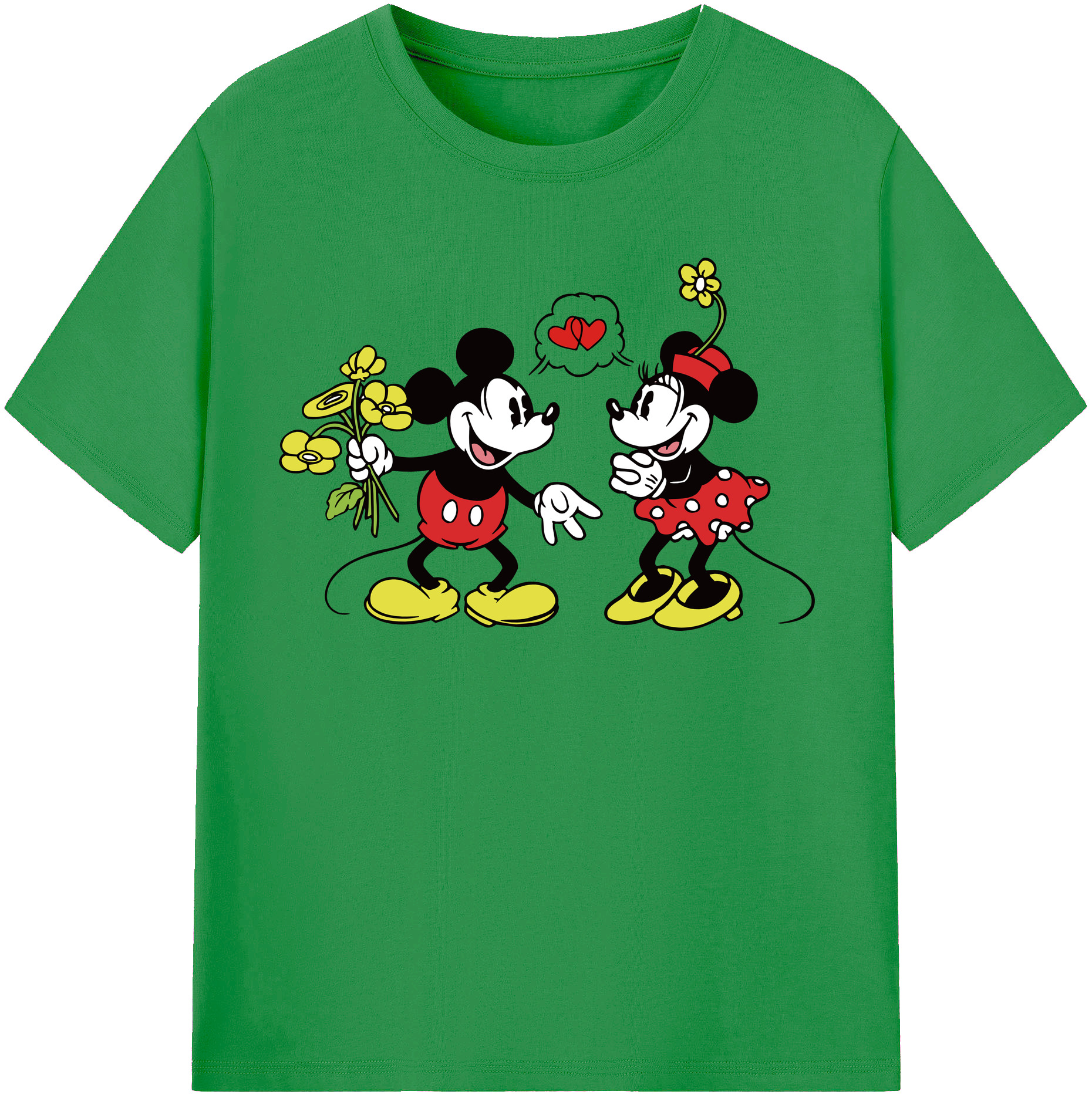 （画像用） ミッキーマウス Mickey Mouse レディースカジュアルプリントTシャツ（綿100％）