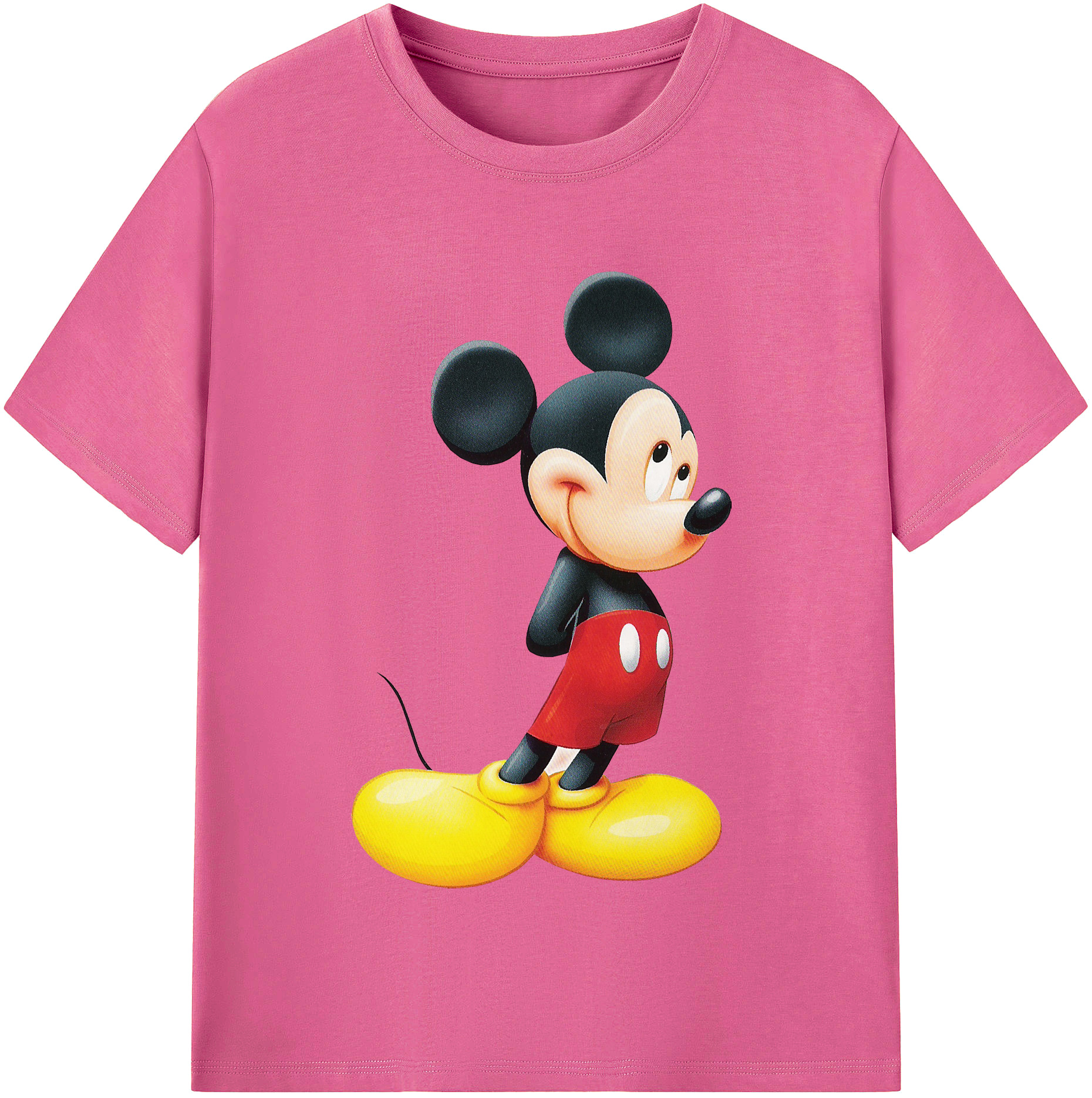 （画像用） ミッキーマウス Mickey Mouse レディースカジュアルプリントTシャツ（綿100％）