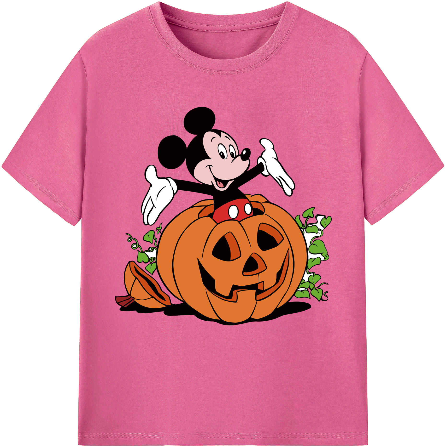 （画像用） ミッキーマウス Mickey Mouse レディースカジュアルプリントTシャツ（綿100％）