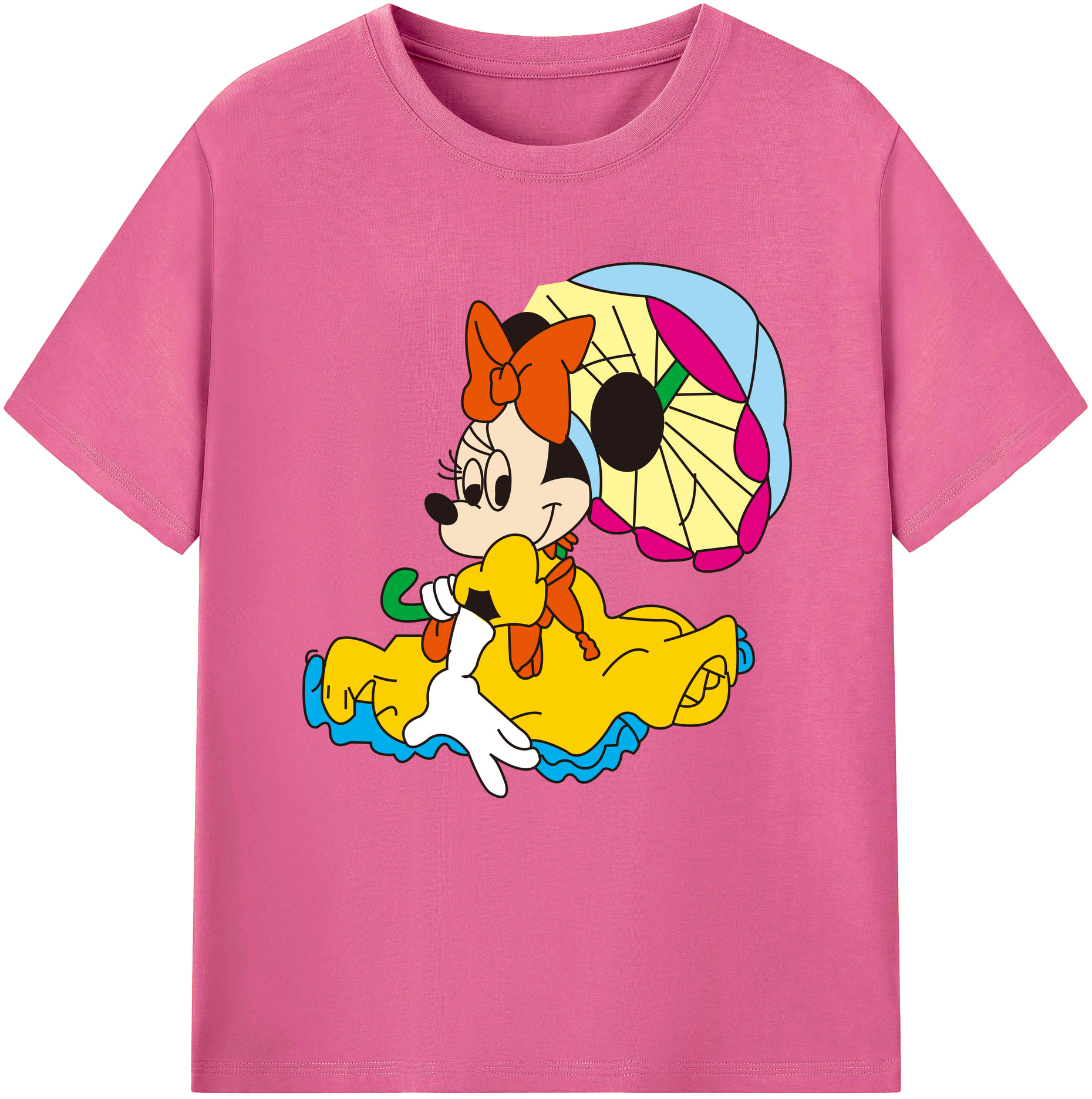 （画像用） ミッキーマウス Mickey Mouse レディースカジュアルプリントTシャツ（綿100％）