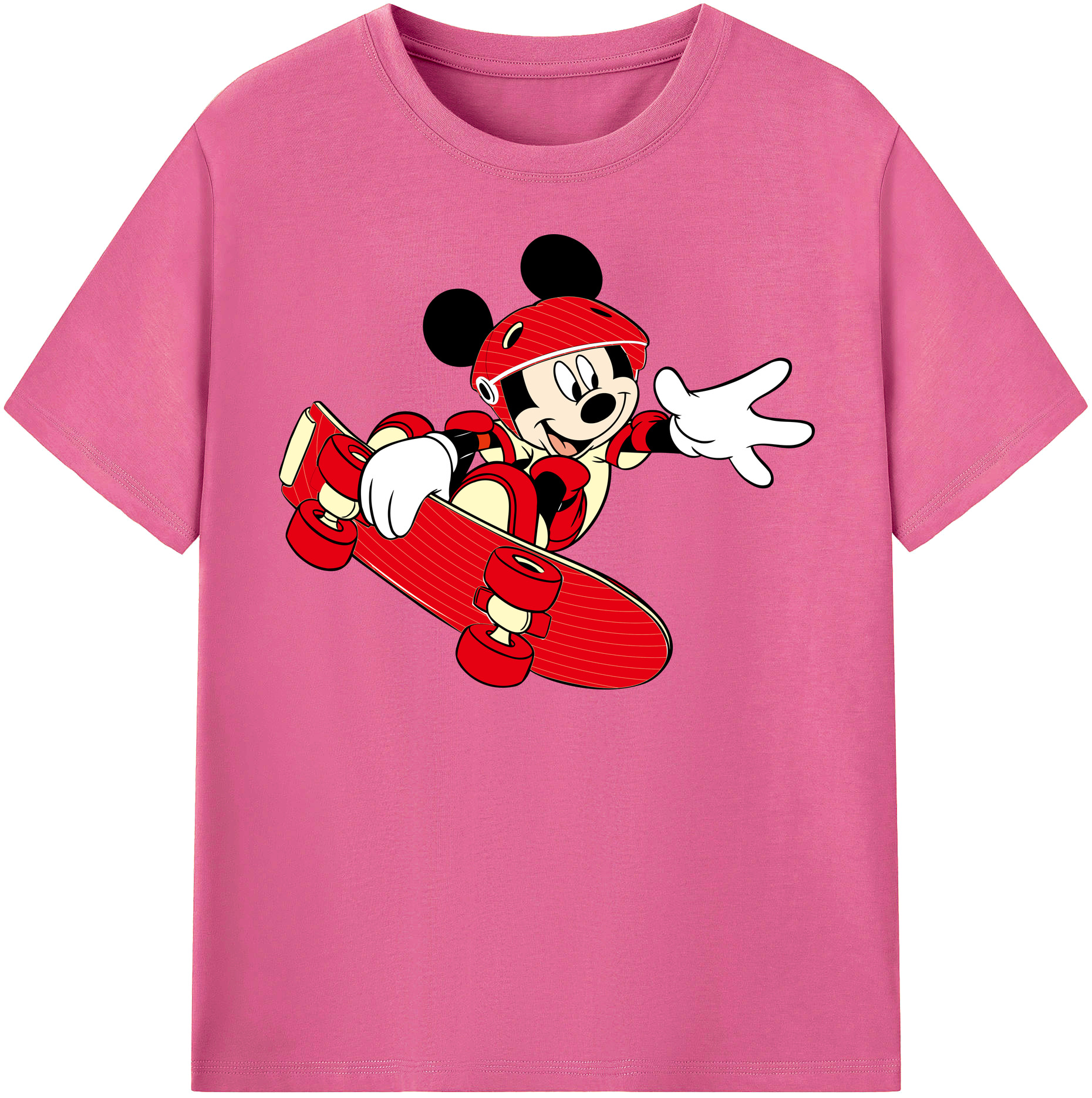 （画像用） ミッキーマウス Mickey Mouse レディースカジュアルプリントTシャツ（綿100％）