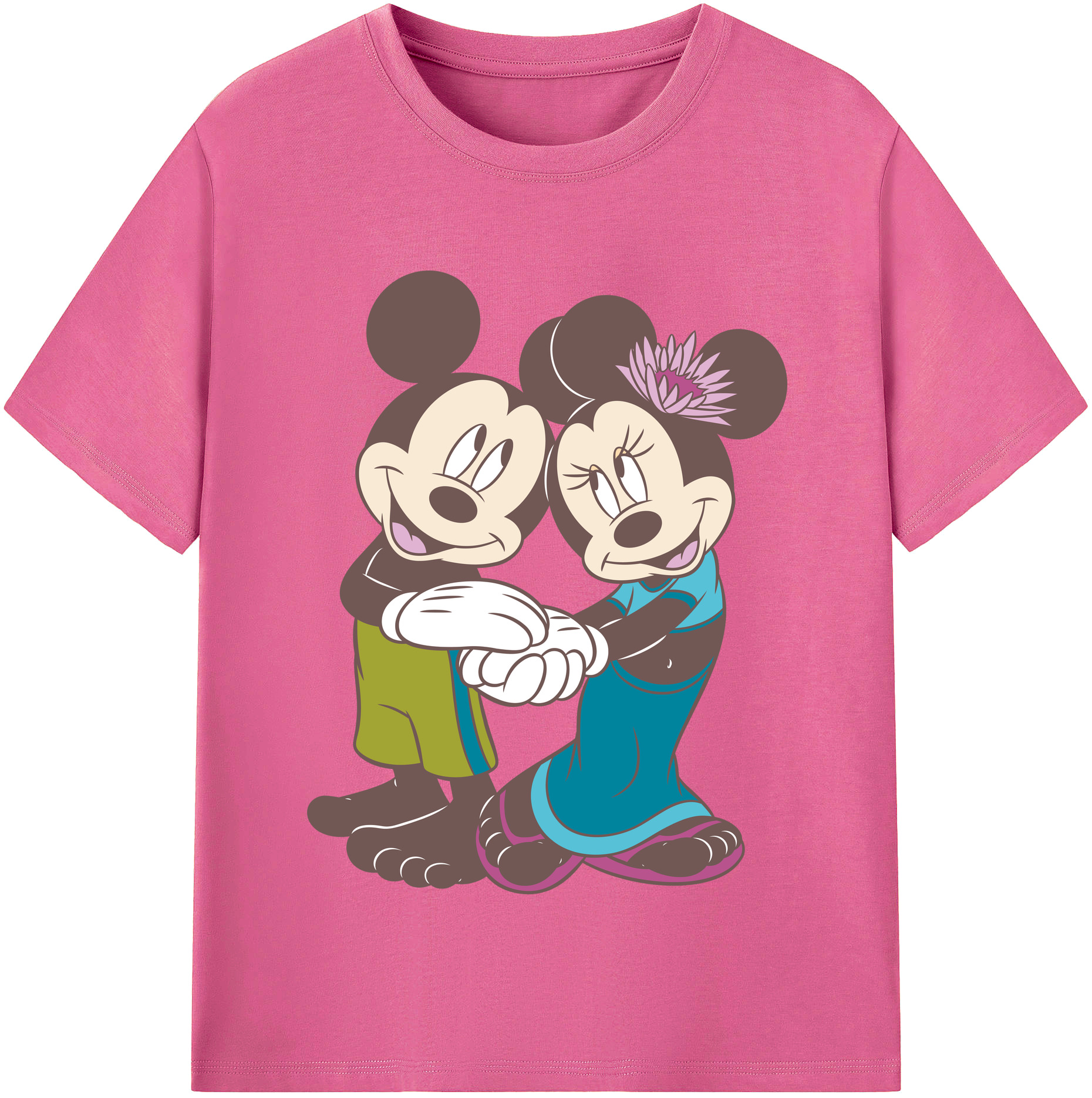 （画像用） ミッキーマウス Mickey Mouse レディースカジュアルプリントTシャツ（綿100％）