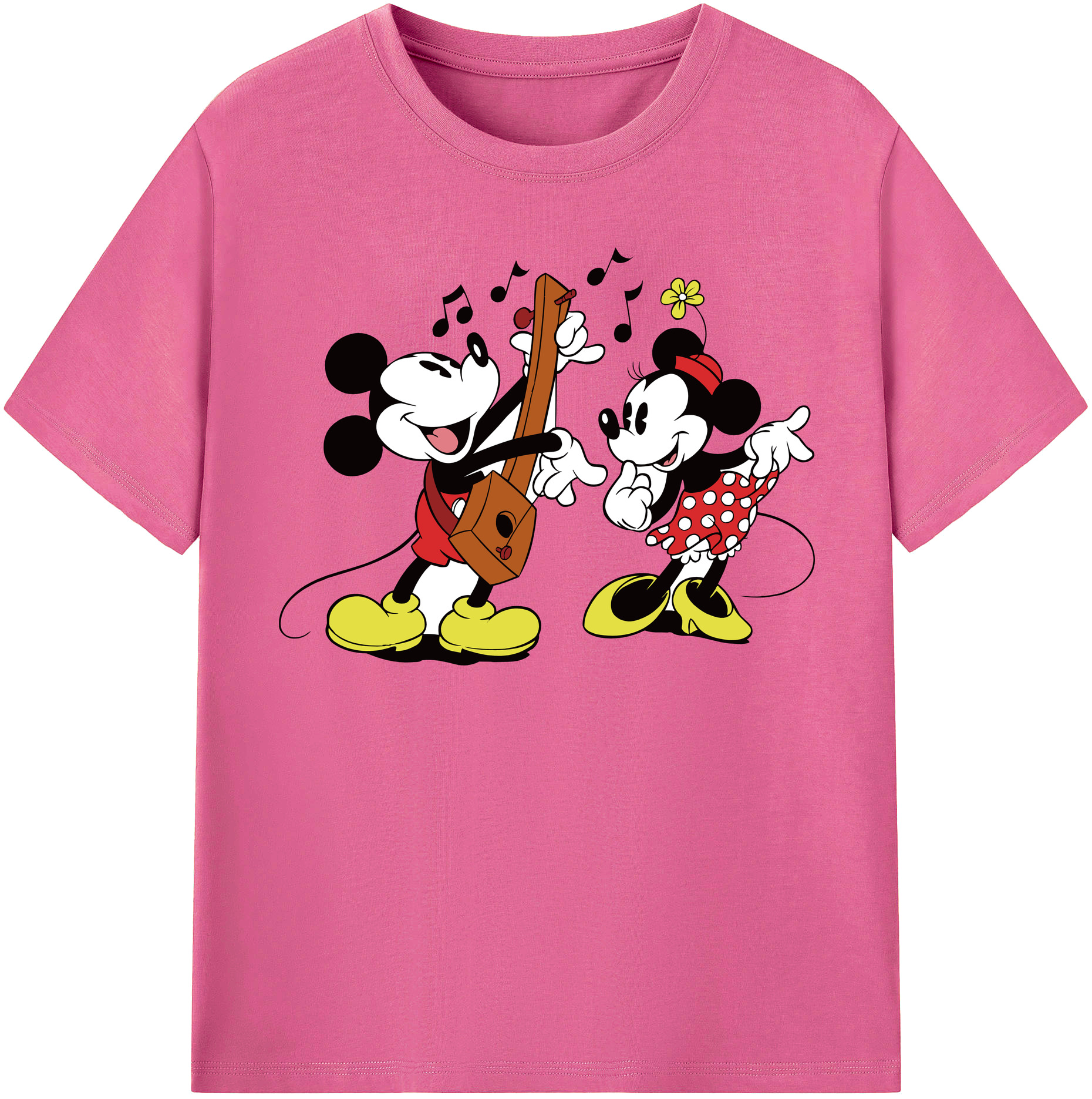 （画像用） ミッキーマウス Mickey Mouse レディースカジュアルプリントTシャツ（綿100％）