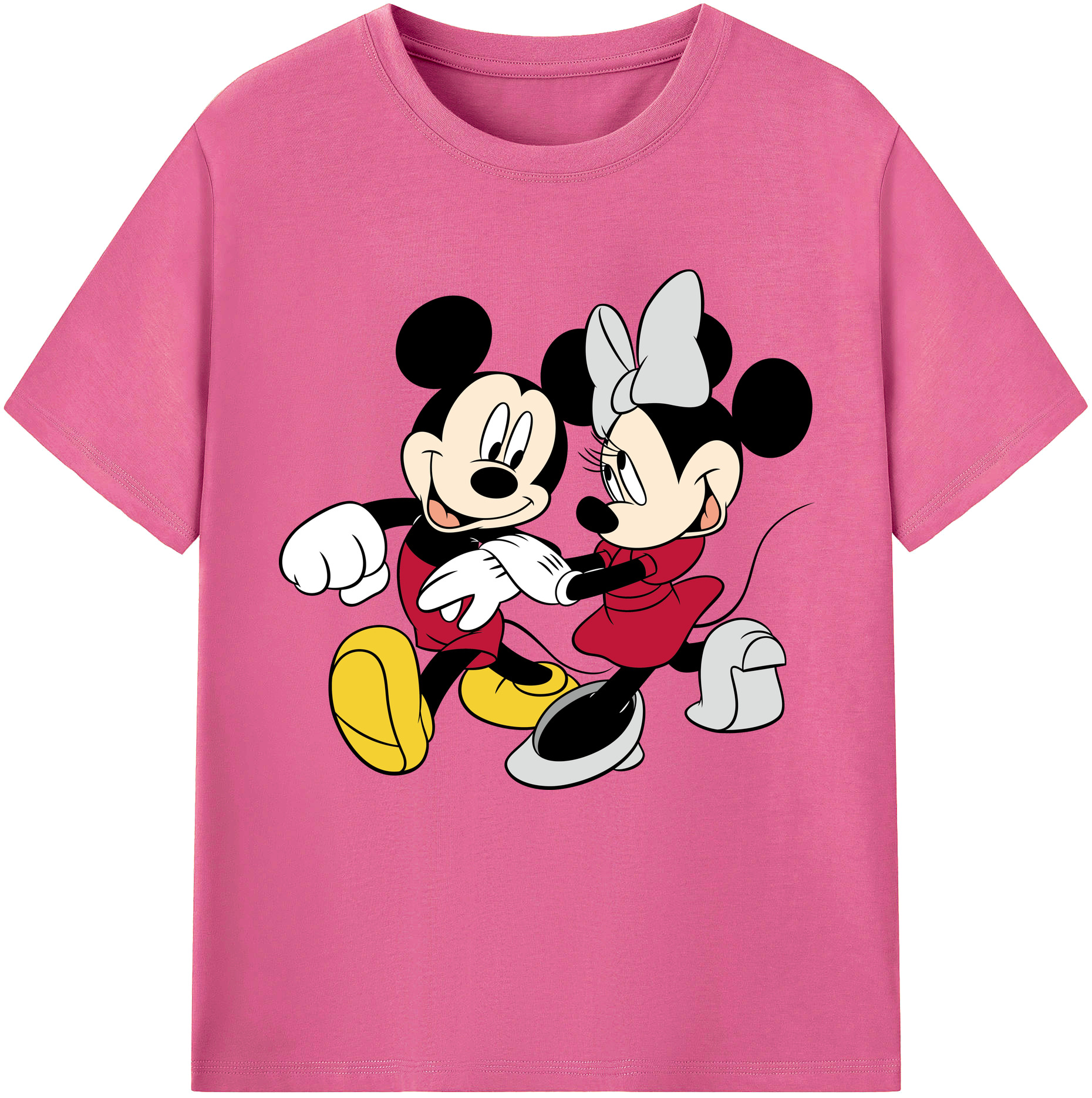 （画像用） ミッキーマウス Mickey Mouse レディースカジュアルプリントTシャツ（綿100％）