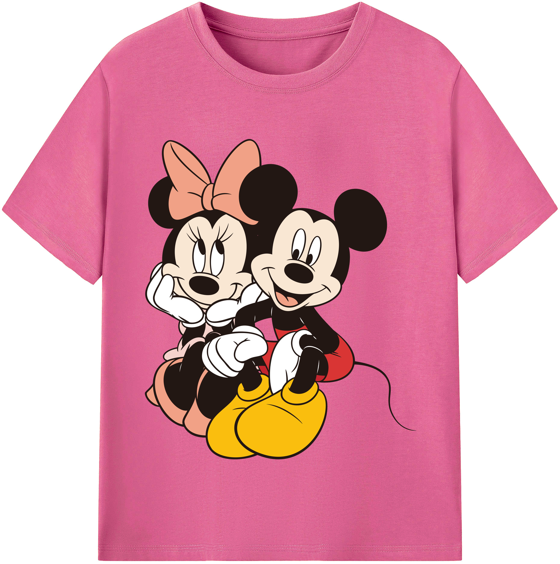 （画像用） ミッキーマウス Mickey Mouse レディースカジュアルプリントTシャツ（綿100％）