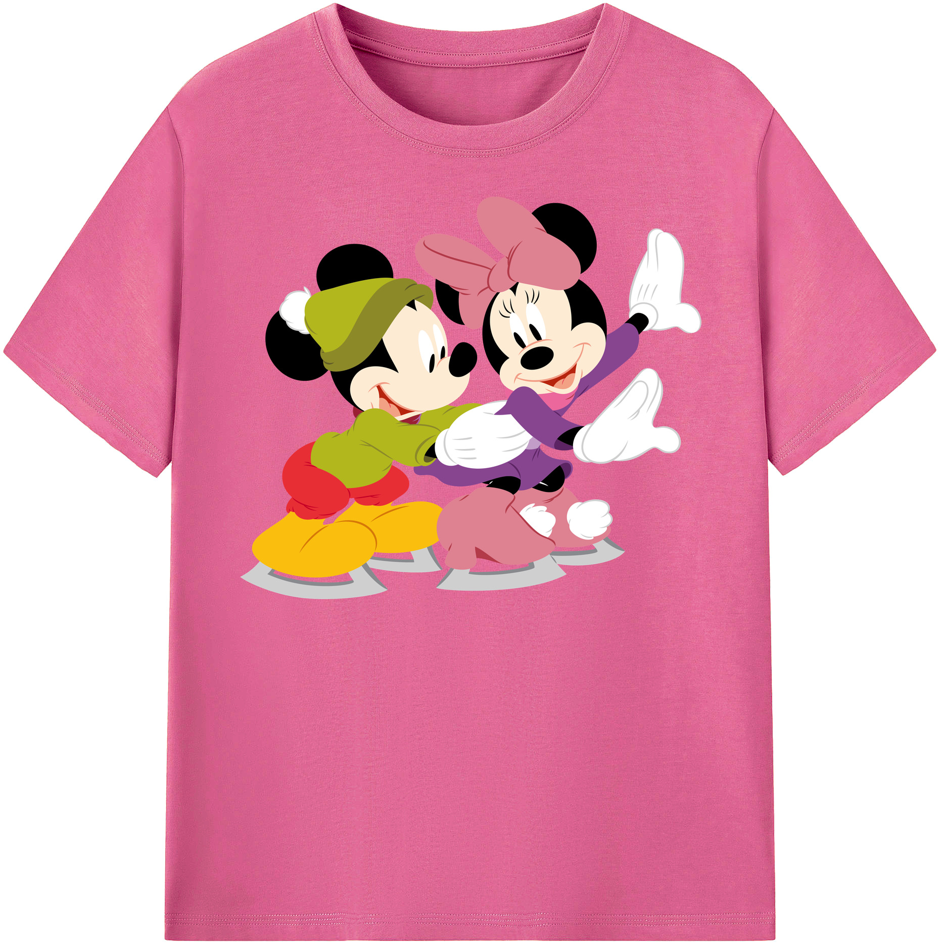 （画像用） ミッキーマウス Mickey Mouse レディースカジュアルプリントTシャツ（綿100％）