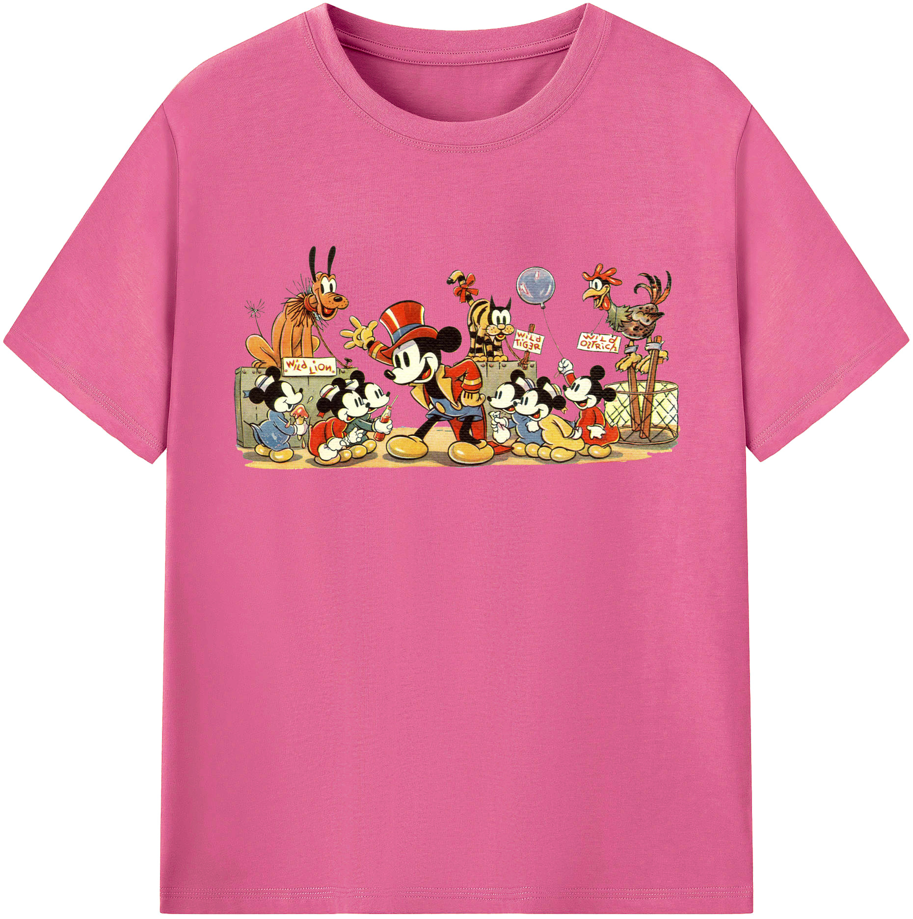 （画像用） ミッキーマウス Mickey Mouse レディースカジュアルプリントTシャツ（綿100％）
