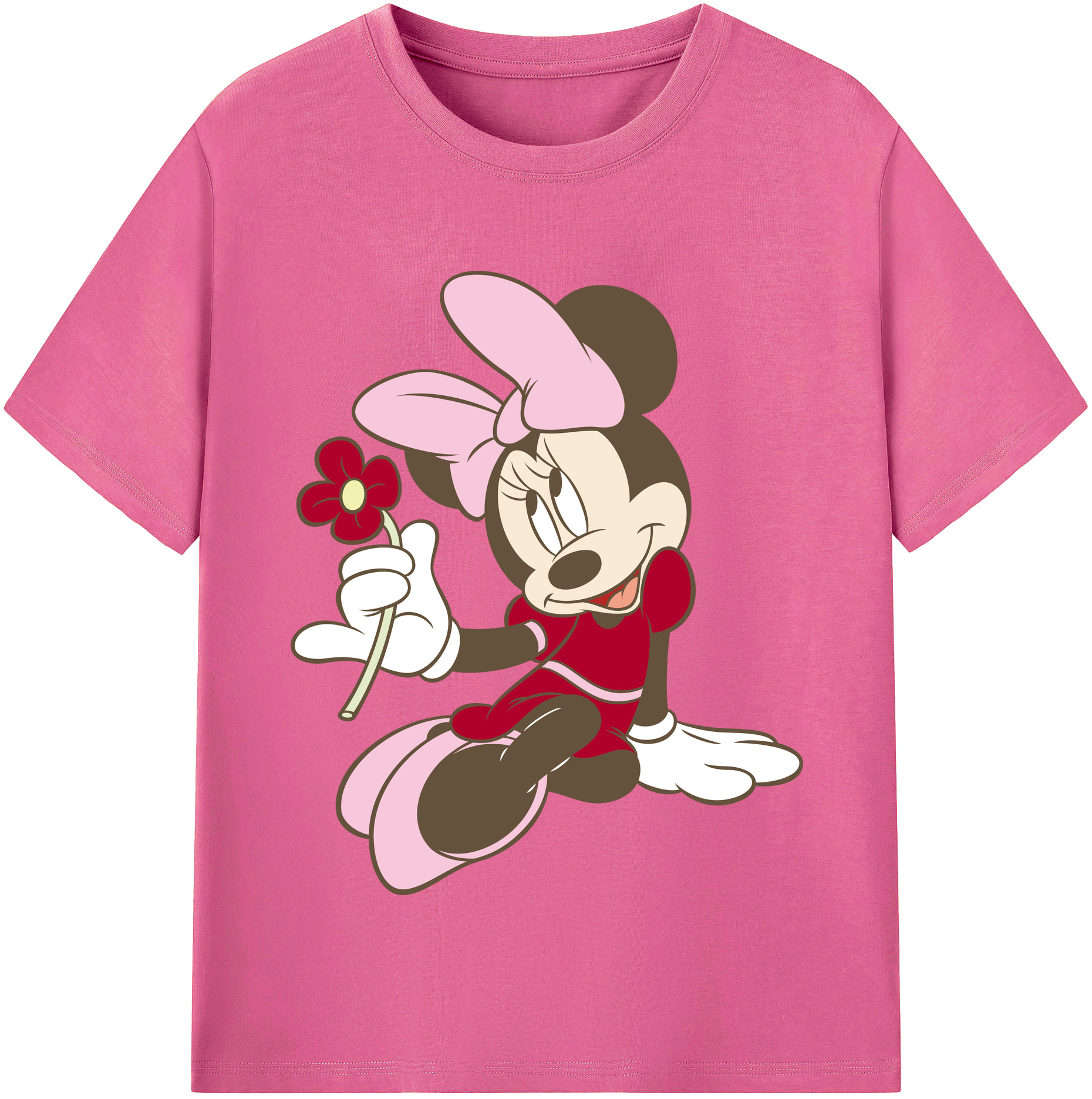 （画像用） ミッキーマウス Mickey Mouse レディースカジュアルプリントTシャツ（綿100％）
