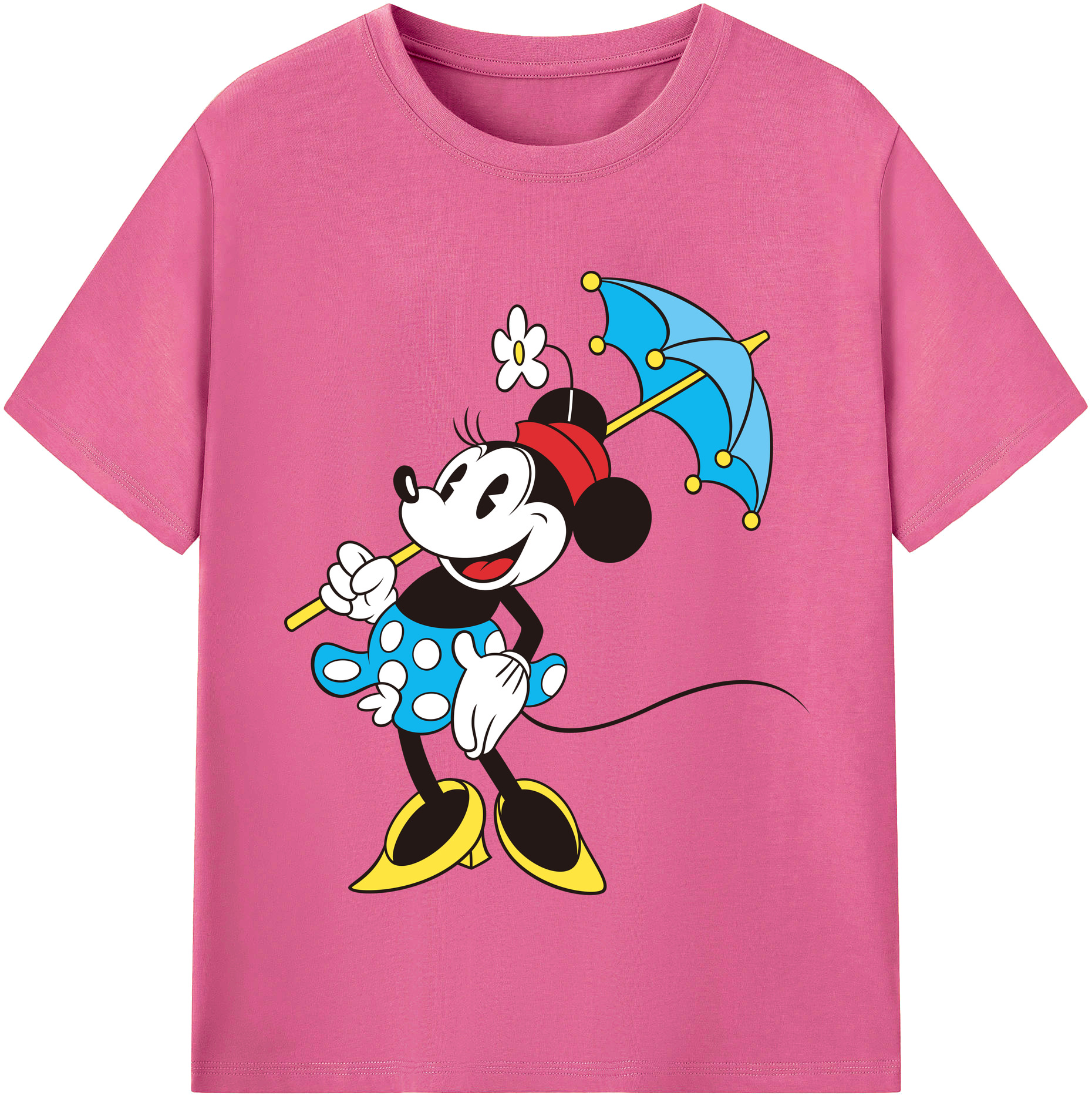（画像用） ミッキーマウス Mickey Mouse レディースカジュアルプリントTシャツ（綿100％）
