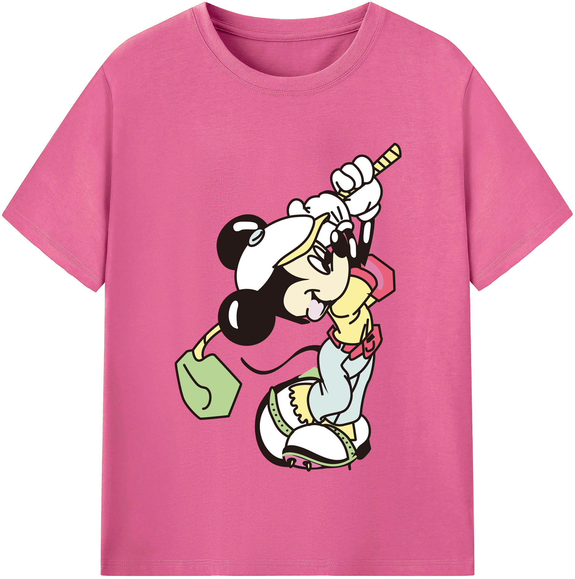 （画像用） ミッキーマウス Mickey Mouse レディースカジュアルプリントTシャツ（綿100％）
