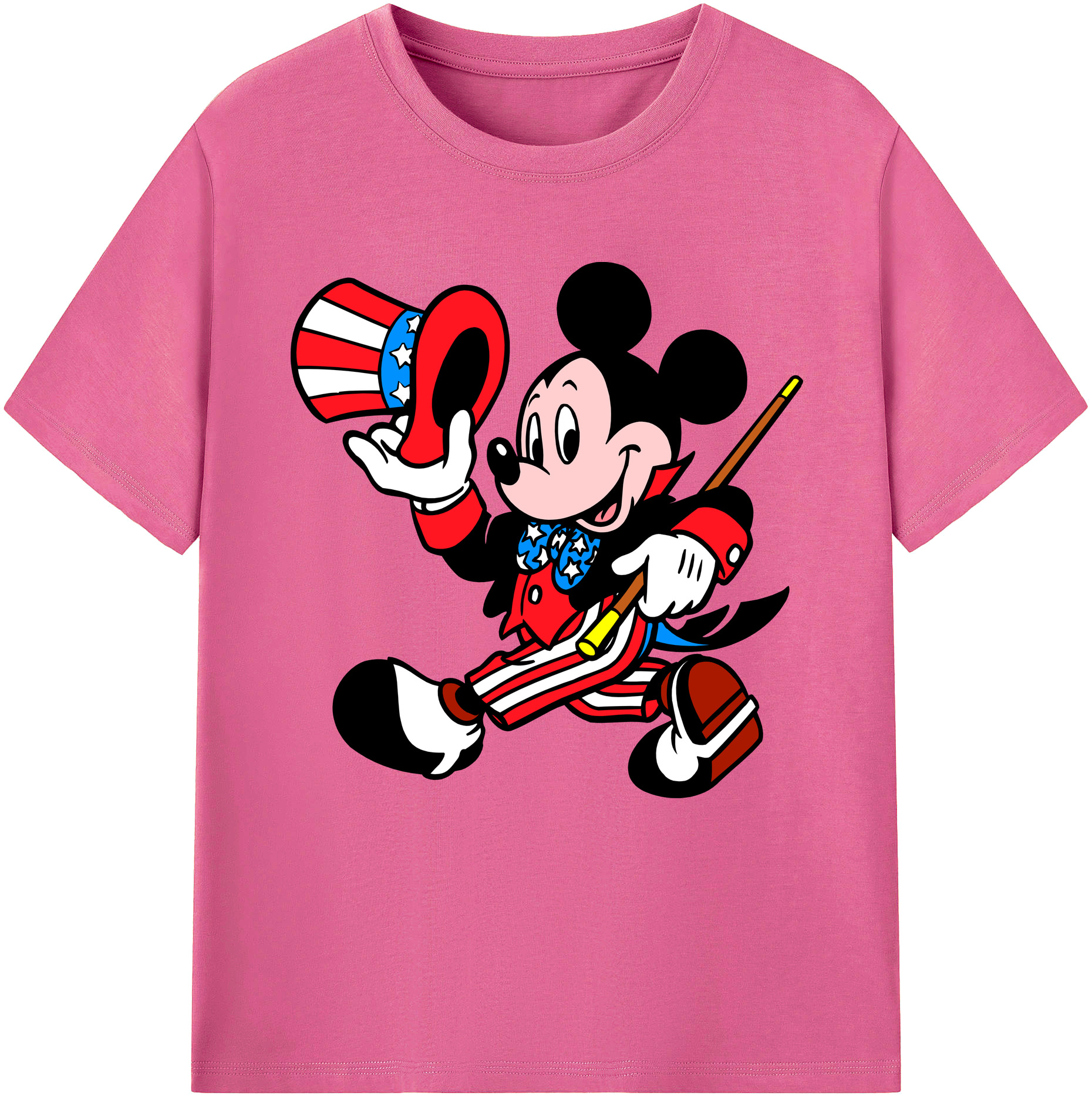 （画像用） ミッキーマウス Mickey Mouse レディースカジュアルプリントTシャツ（綿100％）