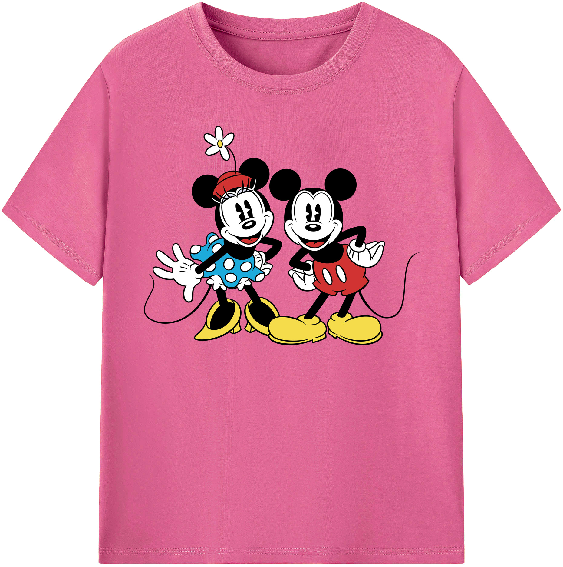 （画像用） ミッキーマウス Mickey Mouse レディースカジュアルプリントTシャツ（綿100％）