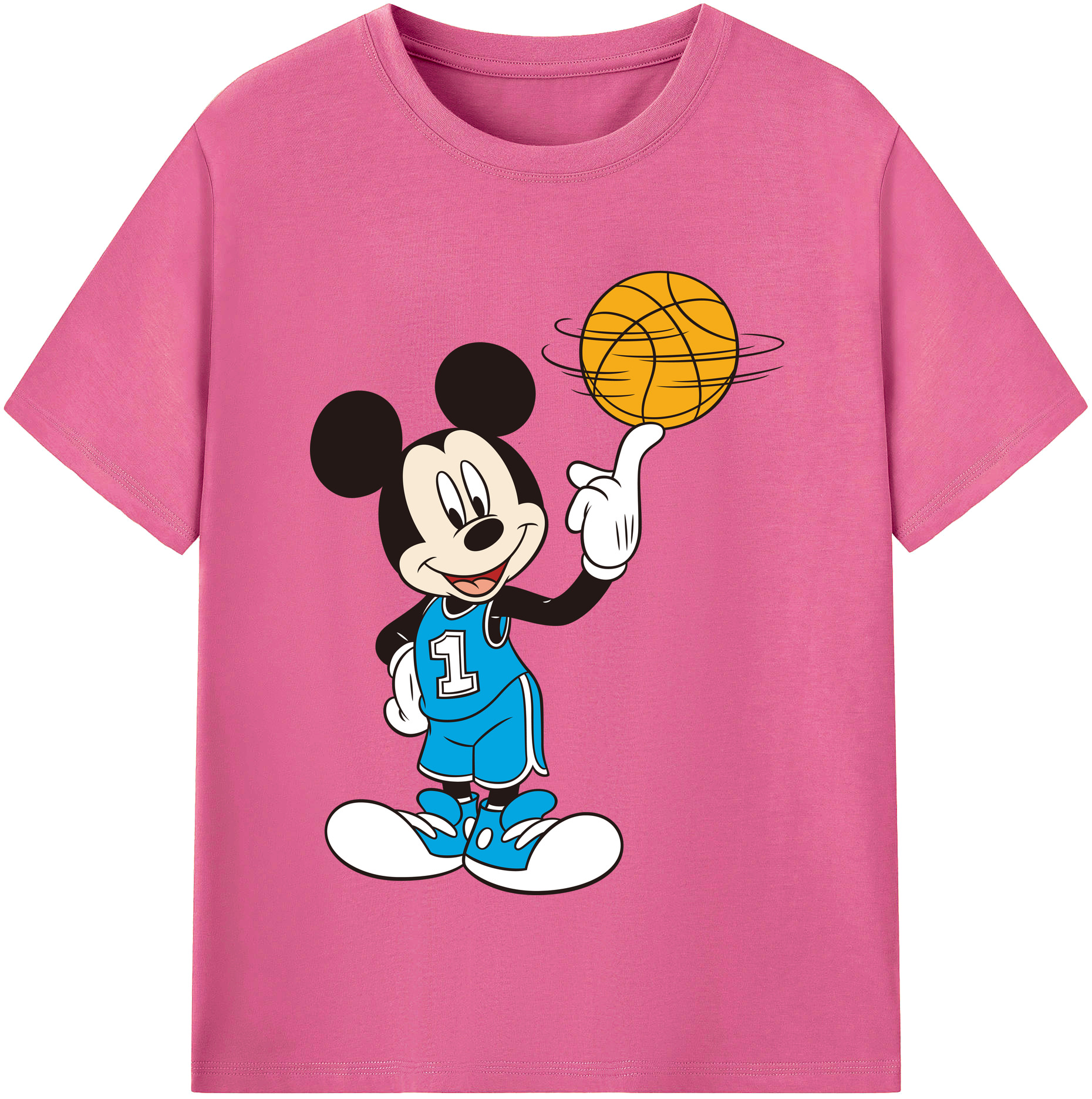 （画像用） ミッキーマウス Mickey Mouse レディースカジュアルプリントTシャツ（綿100％）