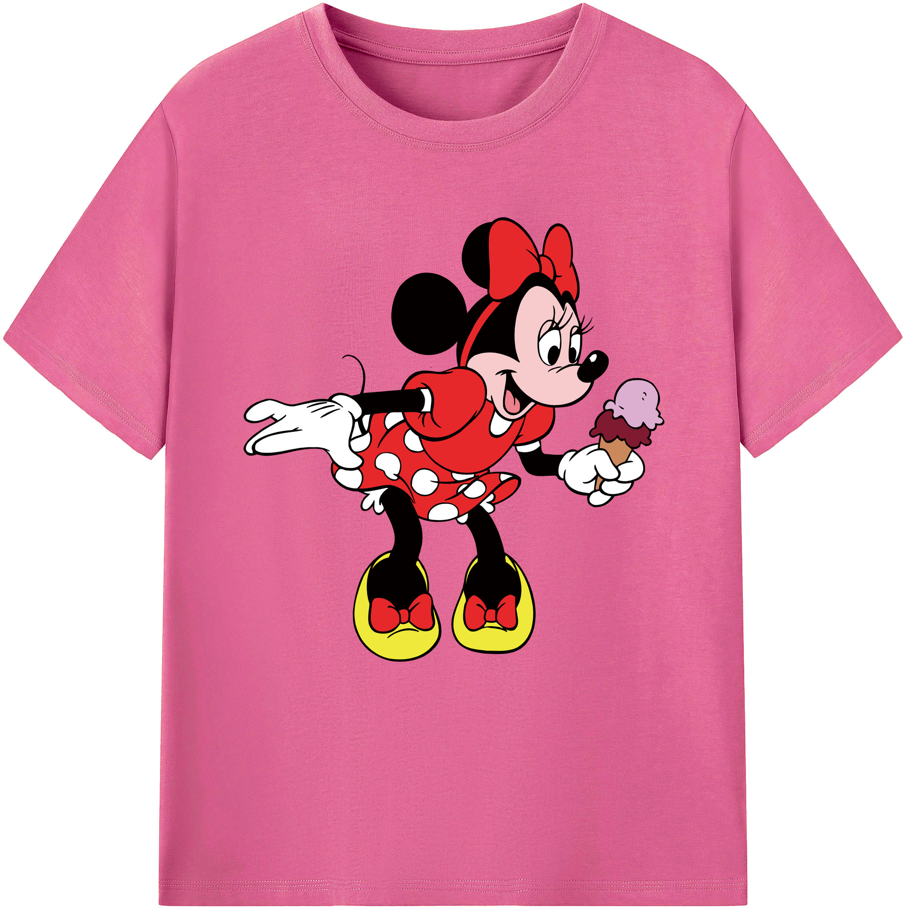 （画像用） ミッキーマウス Mickey Mouse レディースカジュアルプリントTシャツ（綿100％）