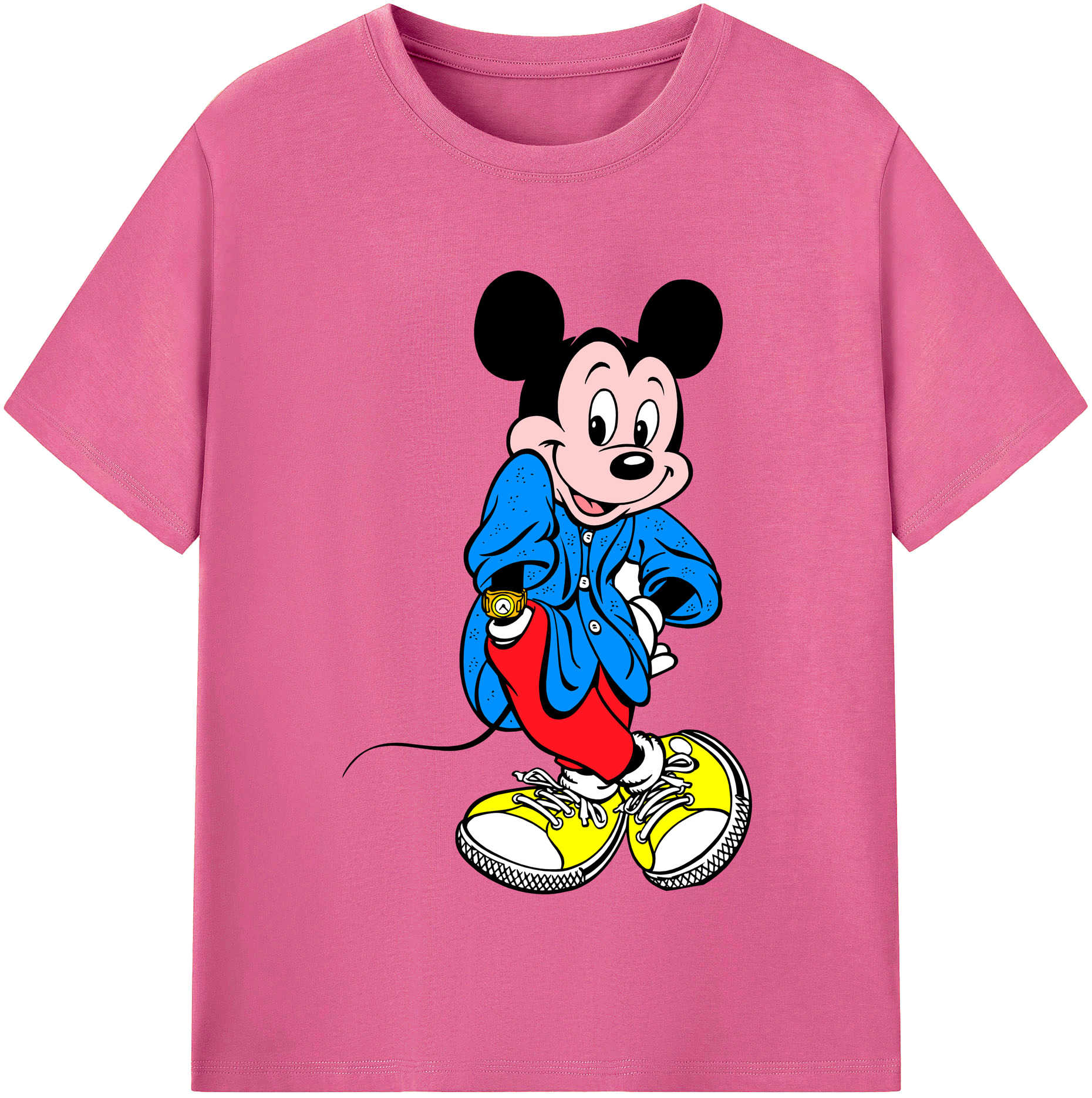 （画像用） ミッキーマウス Mickey Mouse レディースカジュアルプリントTシャツ（綿100％）
