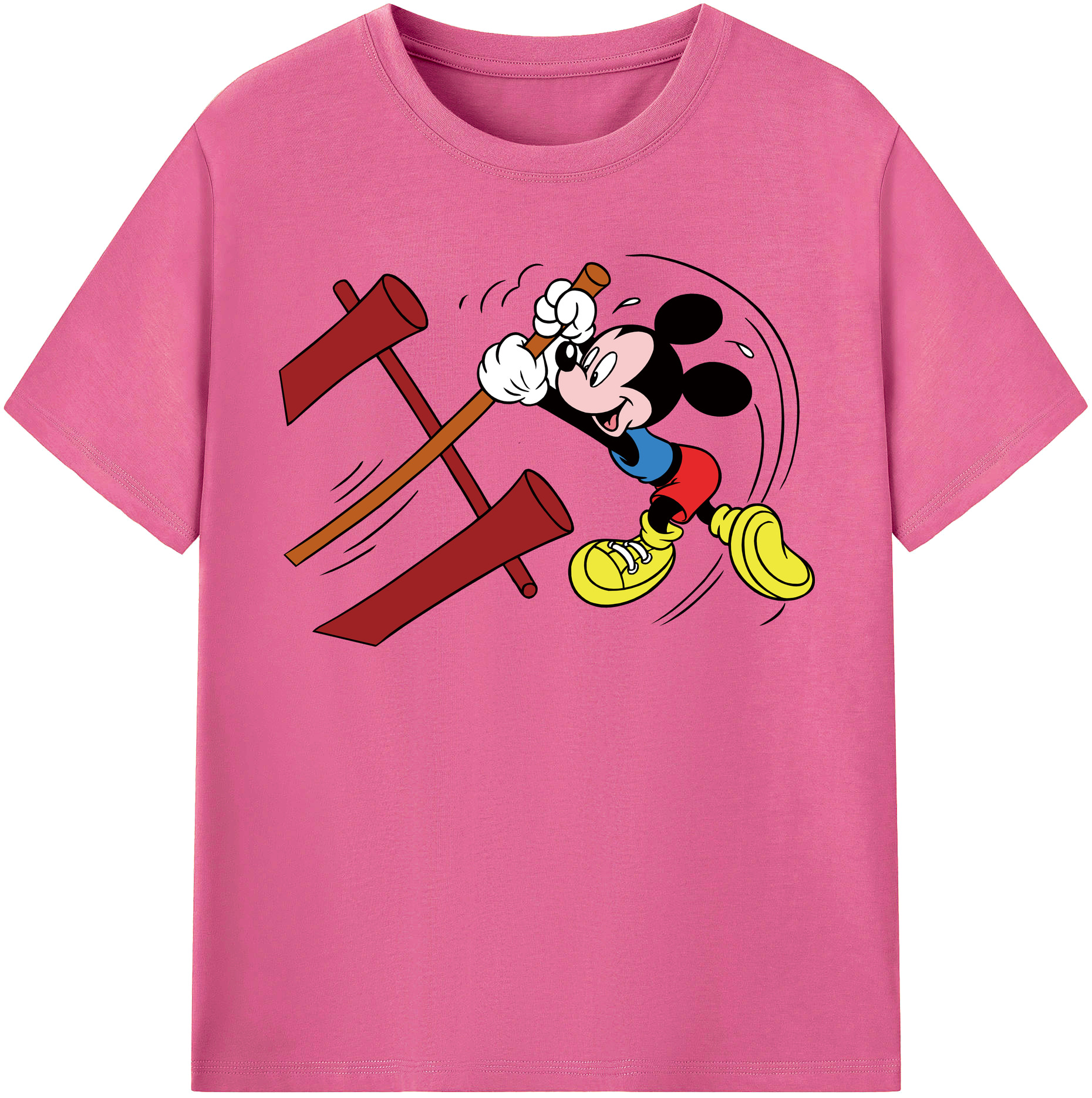（画像用） ミッキーマウス Mickey Mouse レディースカジュアルプリントTシャツ（綿100％）