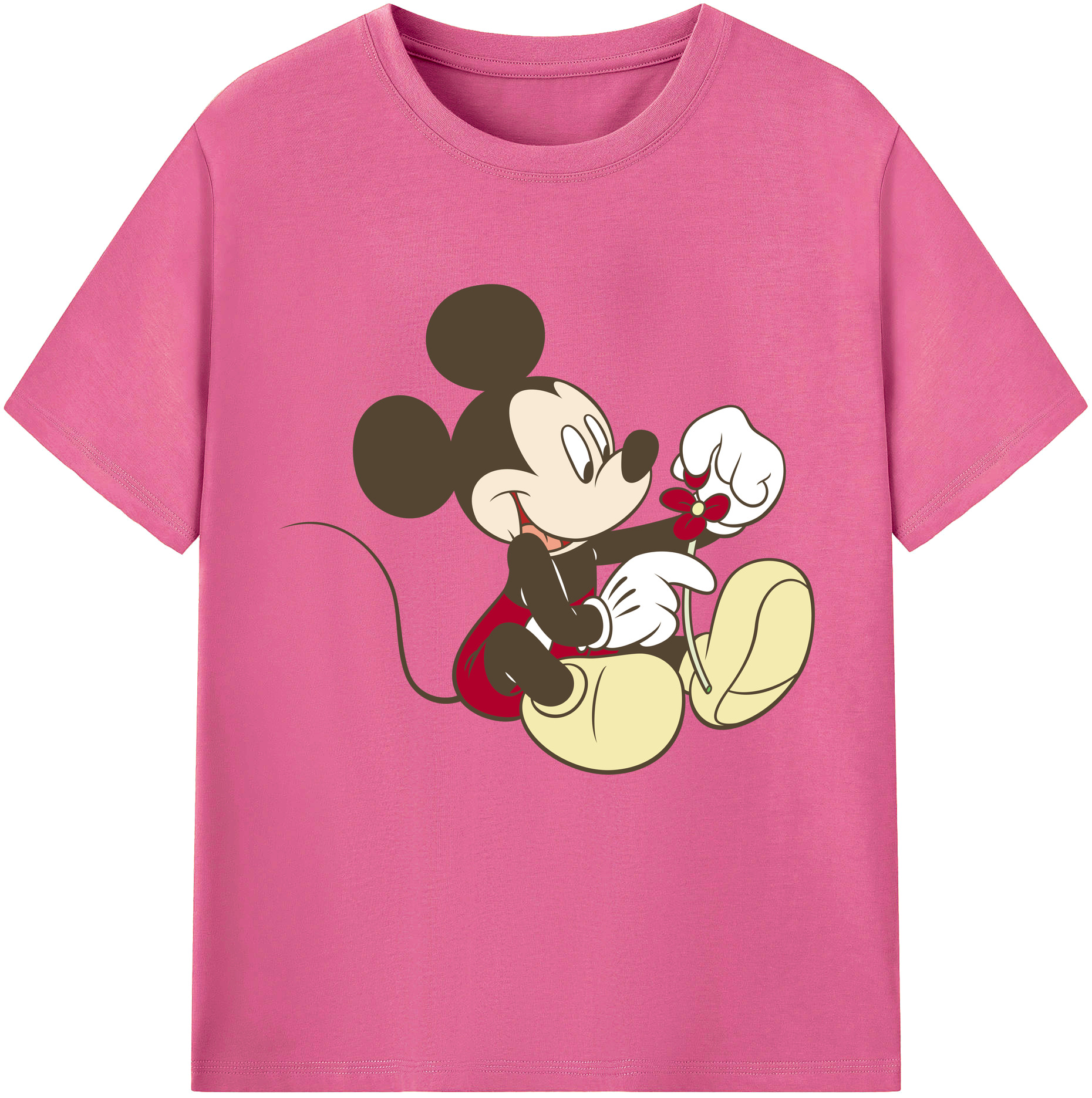 （画像用） ミッキーマウス Mickey Mouse レディースカジュアルプリントTシャツ（綿100％）