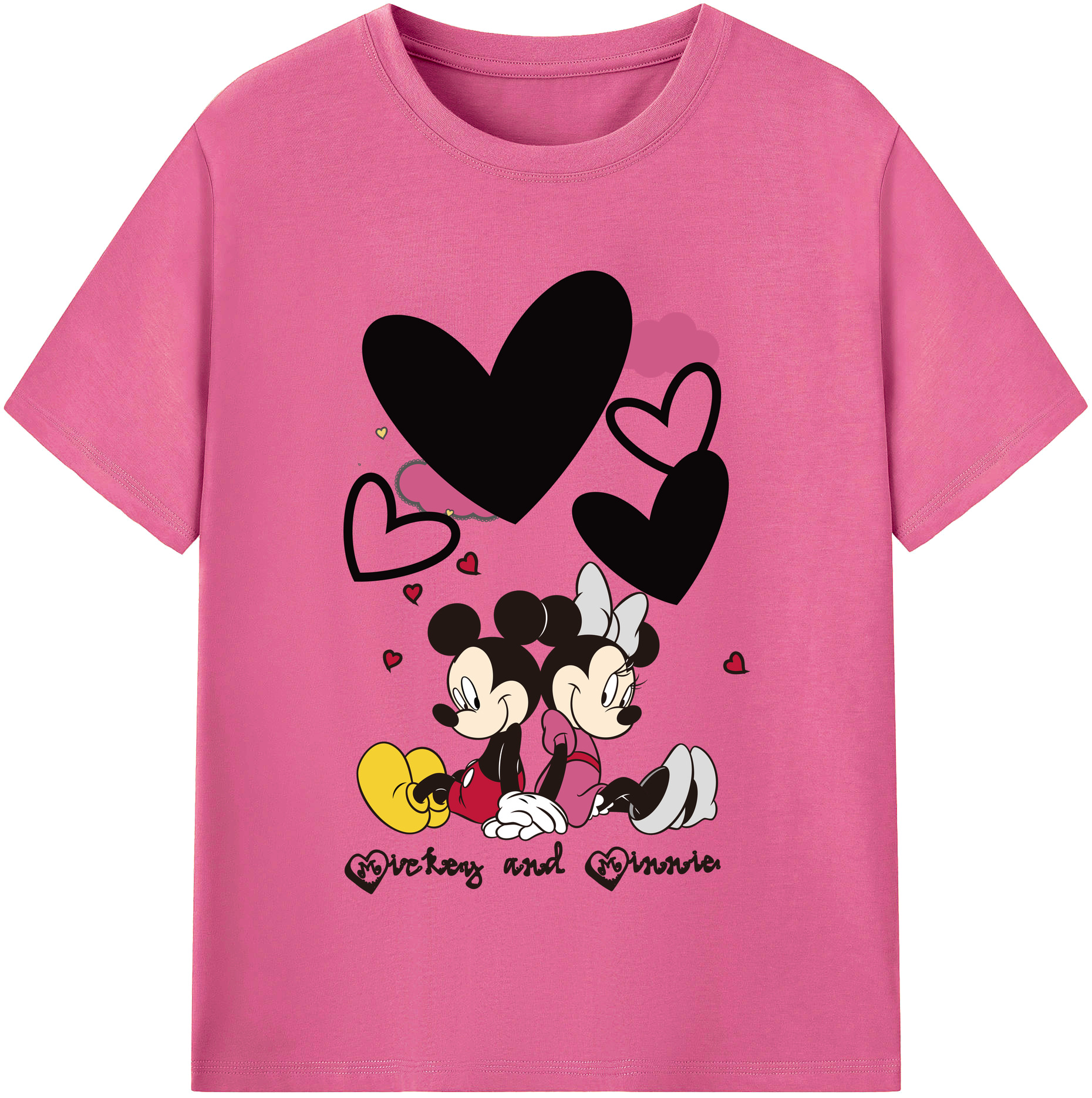 （画像用） ミッキーマウス Mickey Mouse レディースカジュアルプリントTシャツ（綿100％）