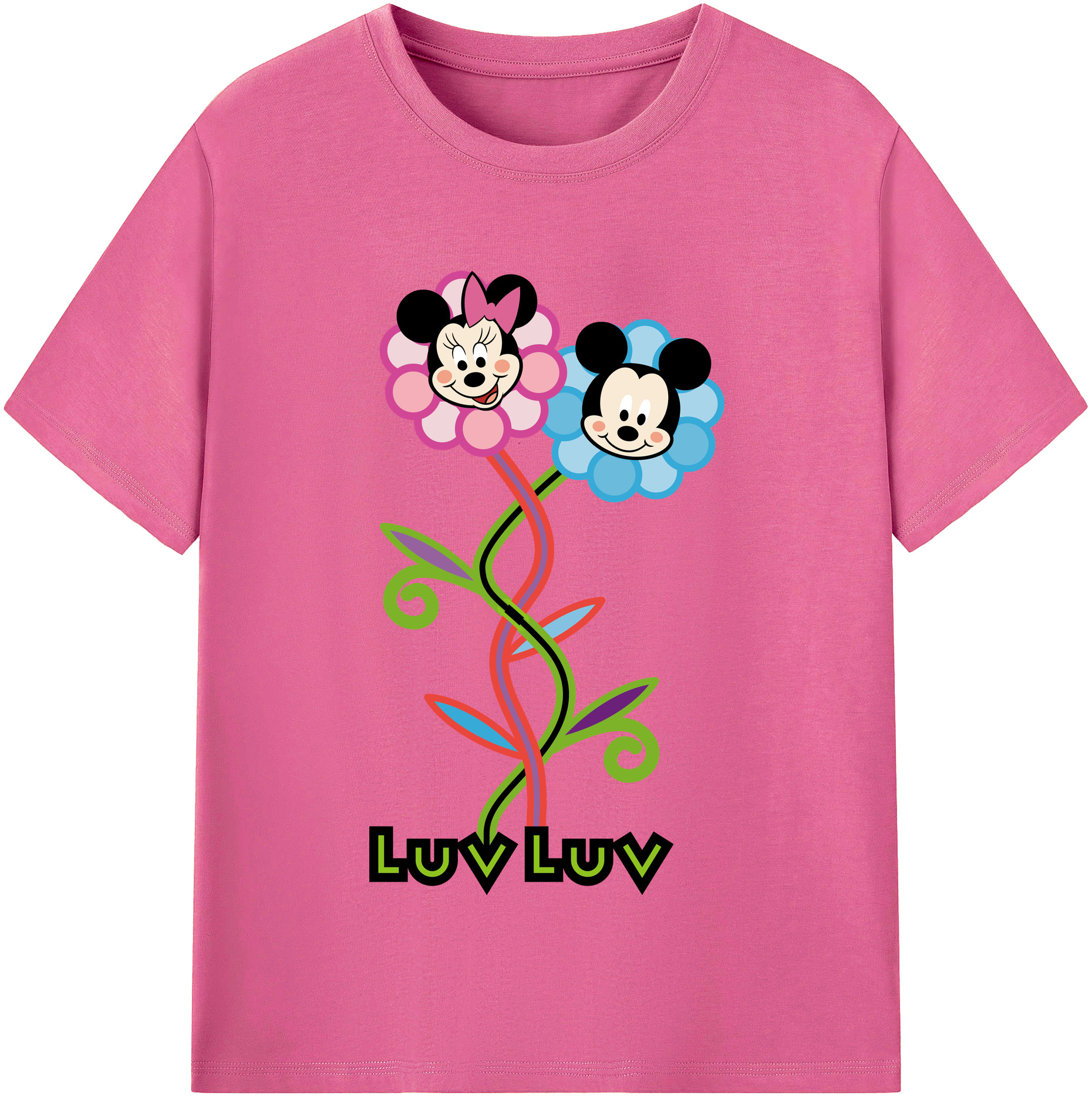 （画像用） ミッキーマウス Mickey Mouse レディースカジュアルプリントTシャツ（綿100％）