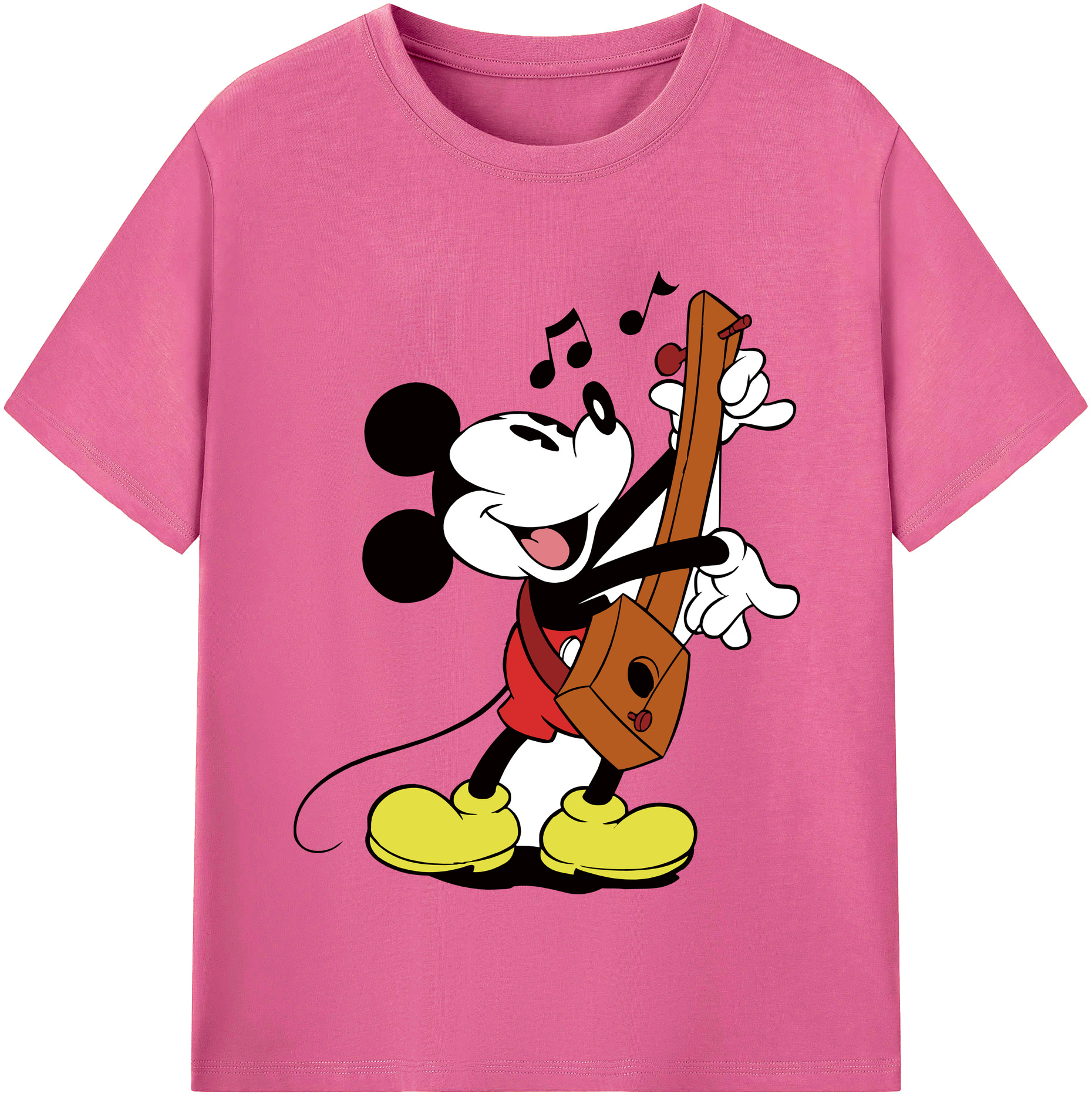 （画像用） ミッキーマウス Mickey Mouse レディースカジュアルプリントTシャツ（綿100％）