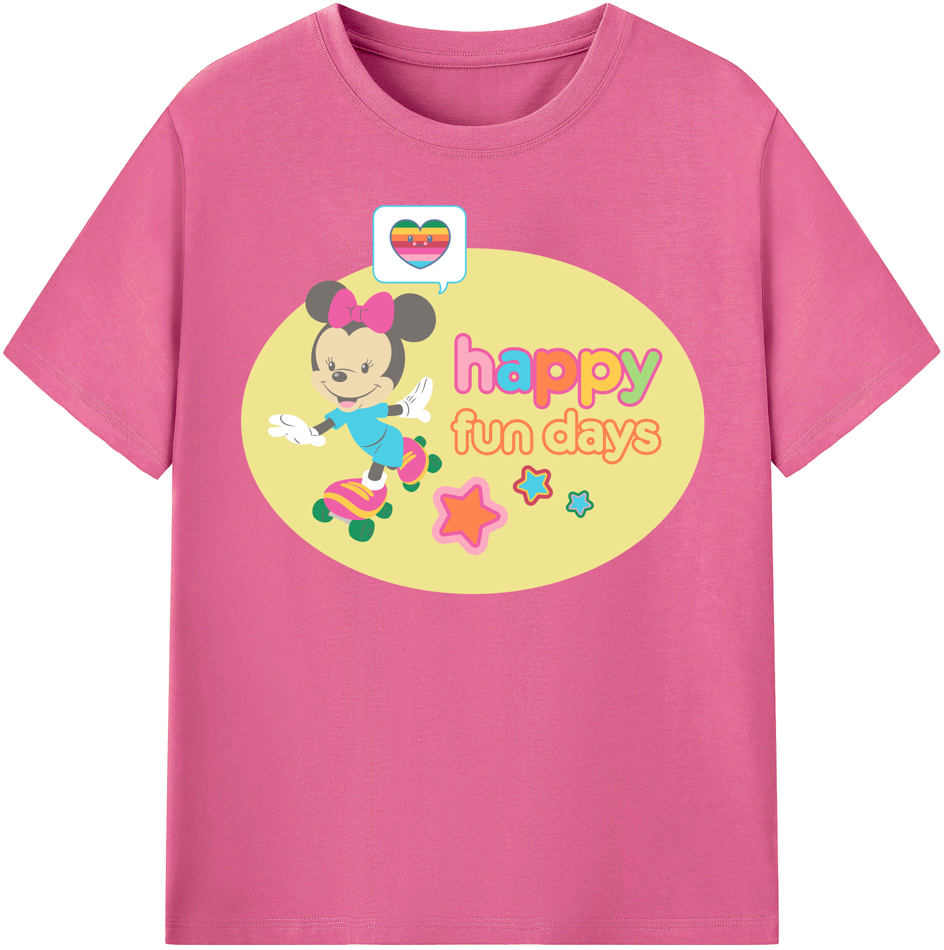 （画像用） ミッキーマウス Mickey Mouse レディースカジュアルプリントTシャツ（綿100％）