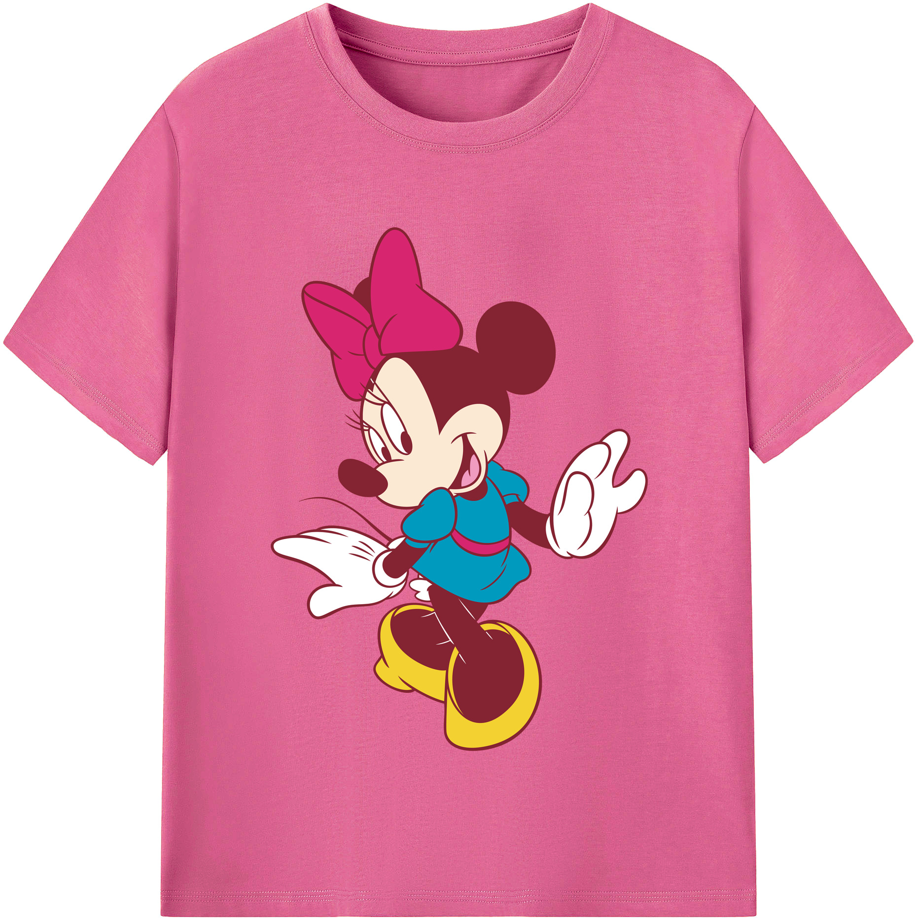 （画像用） ミッキーマウス Mickey Mouse レディースカジュアルプリントTシャツ（綿100％）