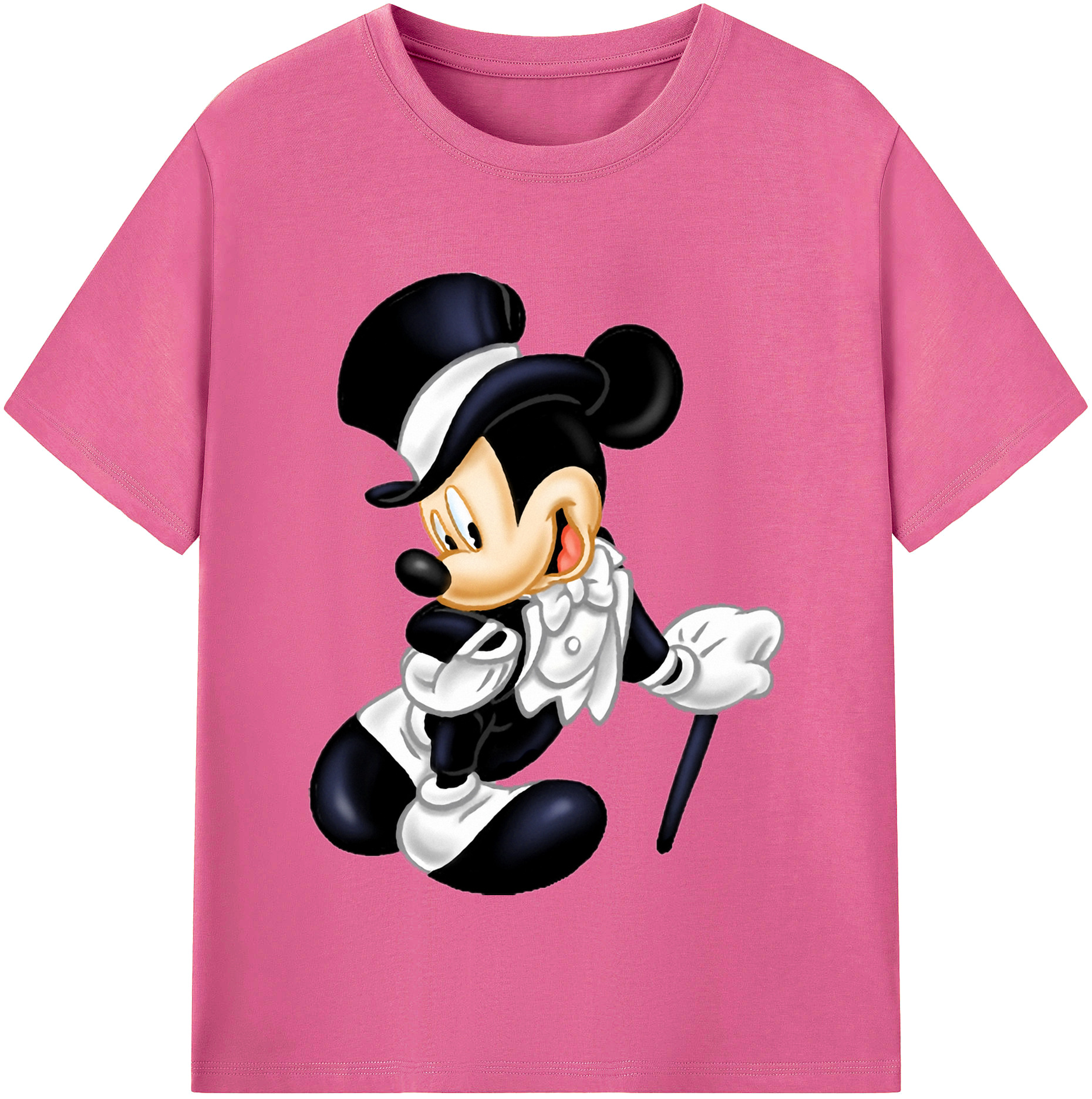 （画像用） ミッキーマウス Mickey Mouse レディースカジュアルプリントTシャツ（綿100％）